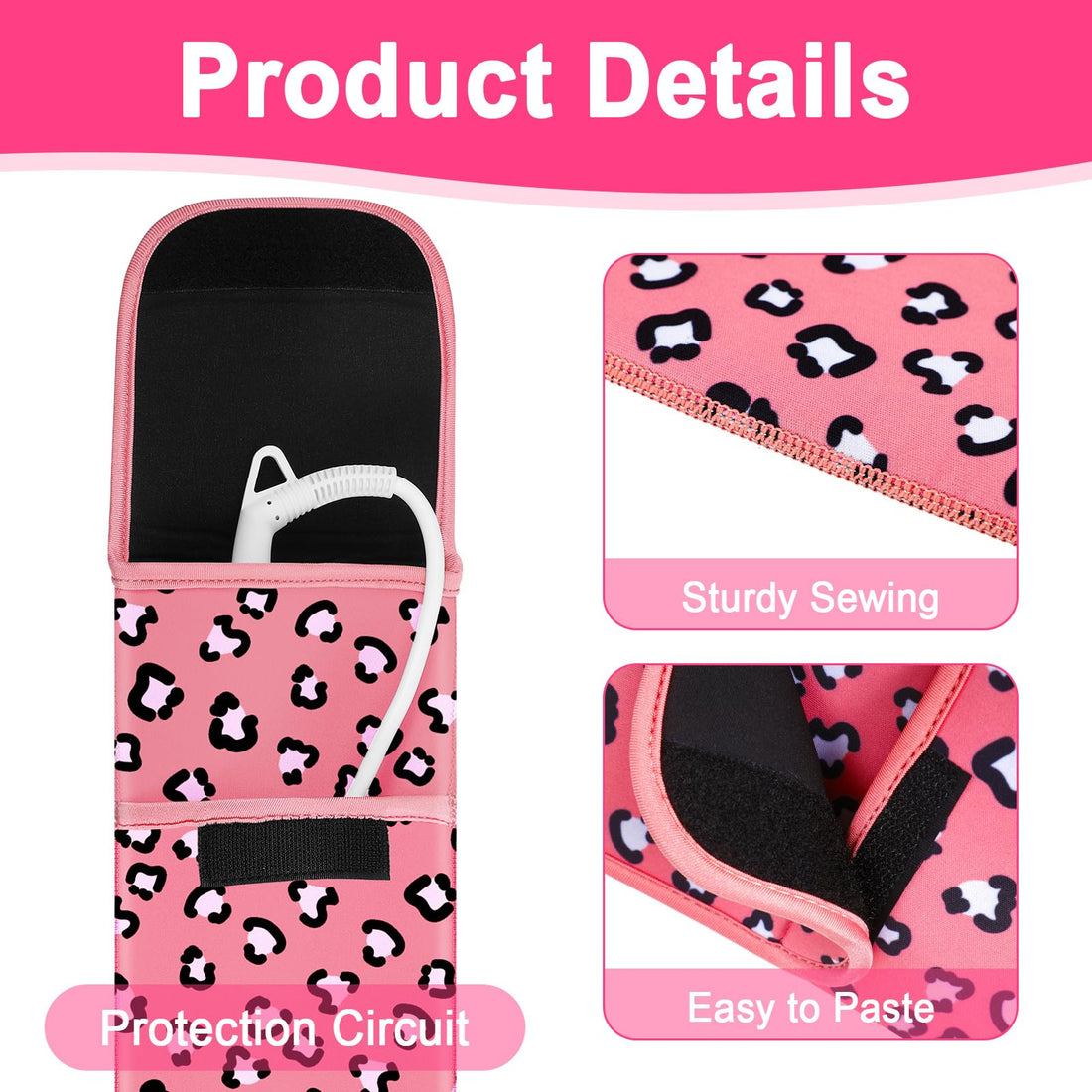 2 Pieces Flat Iron Case Holder Heat Resistant Curling Iron Neoprene Straightener Holder and Silicone Travel Mat for Hair Tools Curling Iron Organizer Bag or Daily Use(Cute Style)