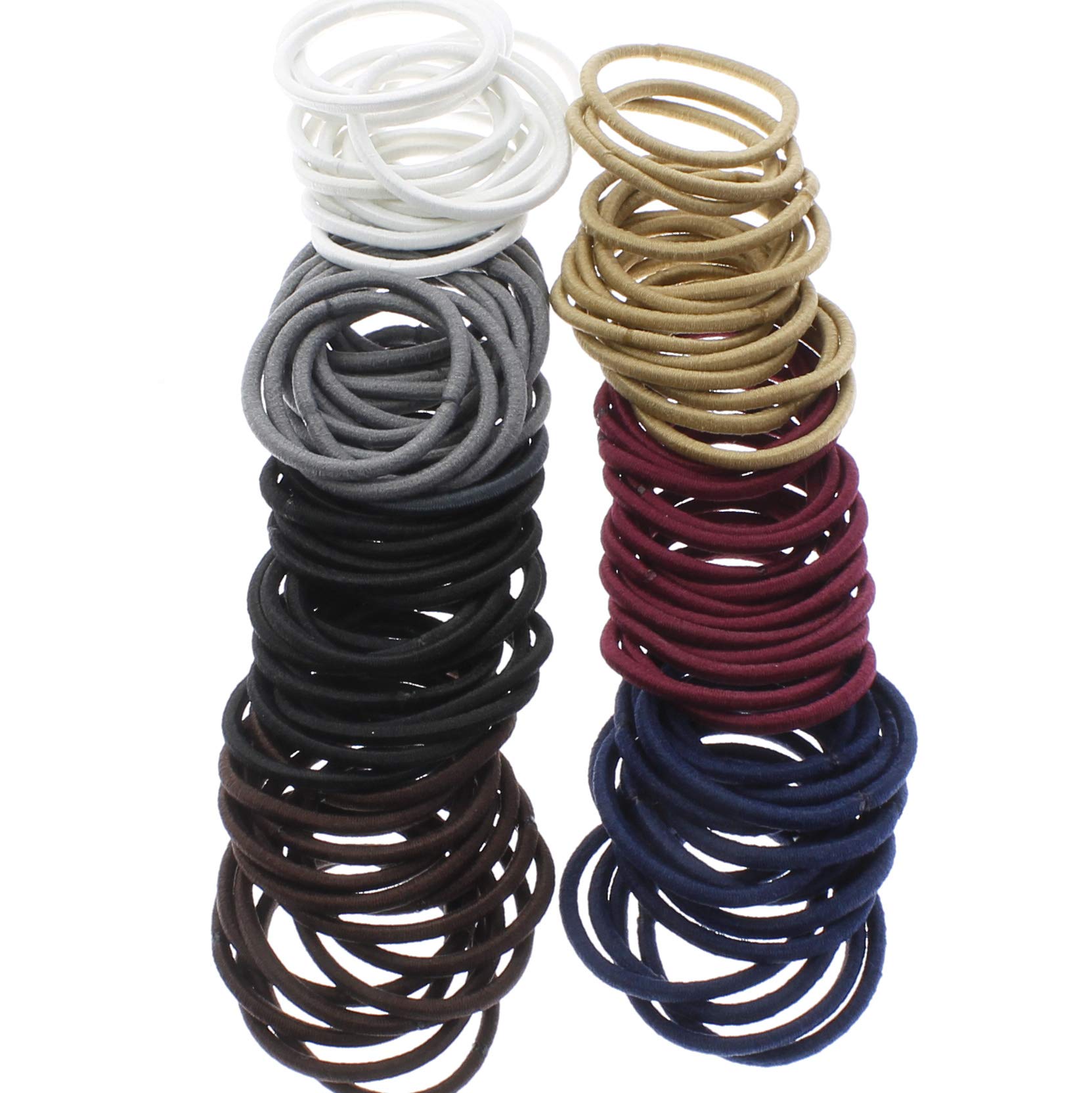 My Lello Small Hair Elastics Ponytail Holders No Damage No Metal - 100 Pack Neutral Variety