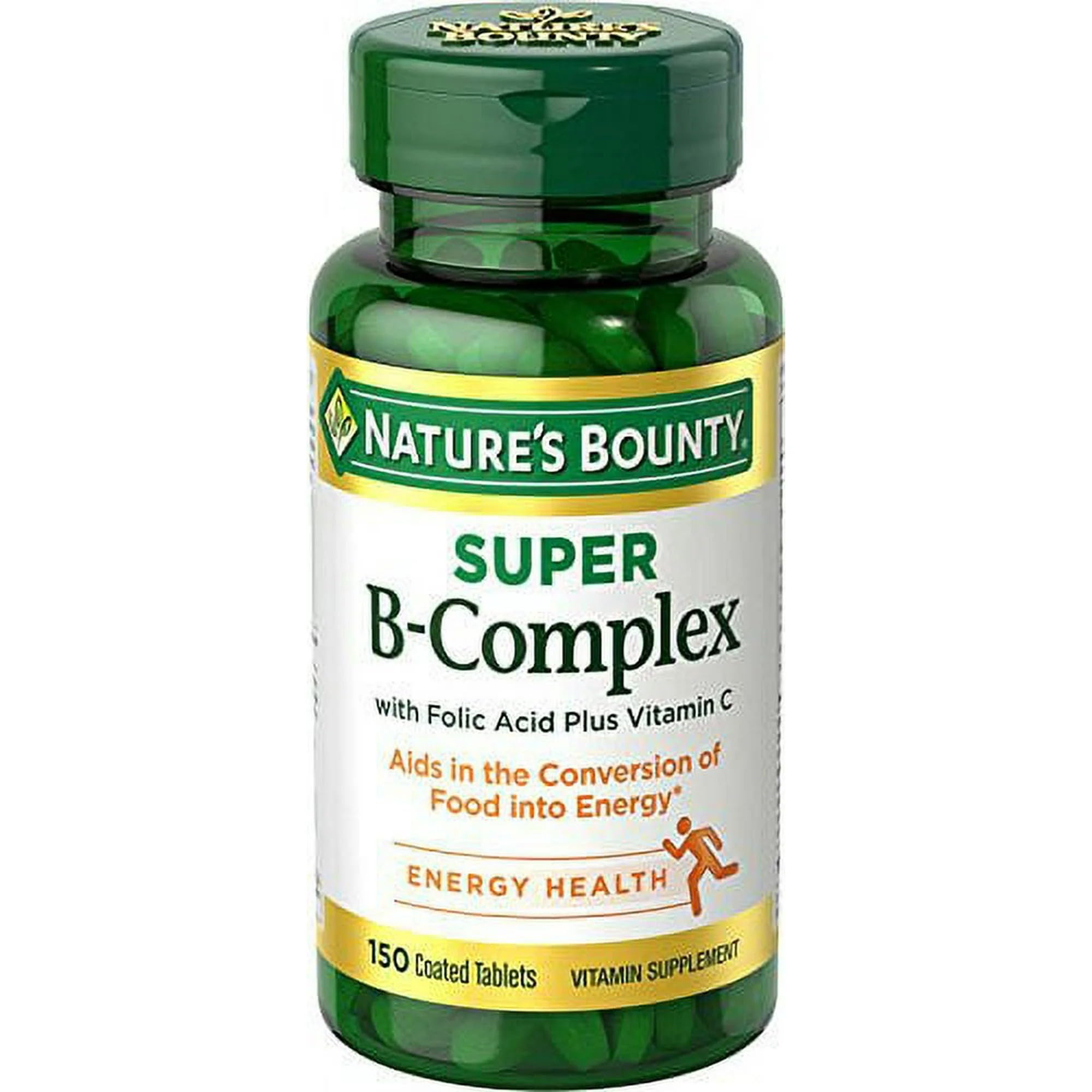 Nature's Bounty Super B-complex with Folic Acid Plus Vitamin C, 300 Tablets (2 X 150 Count Bottles)