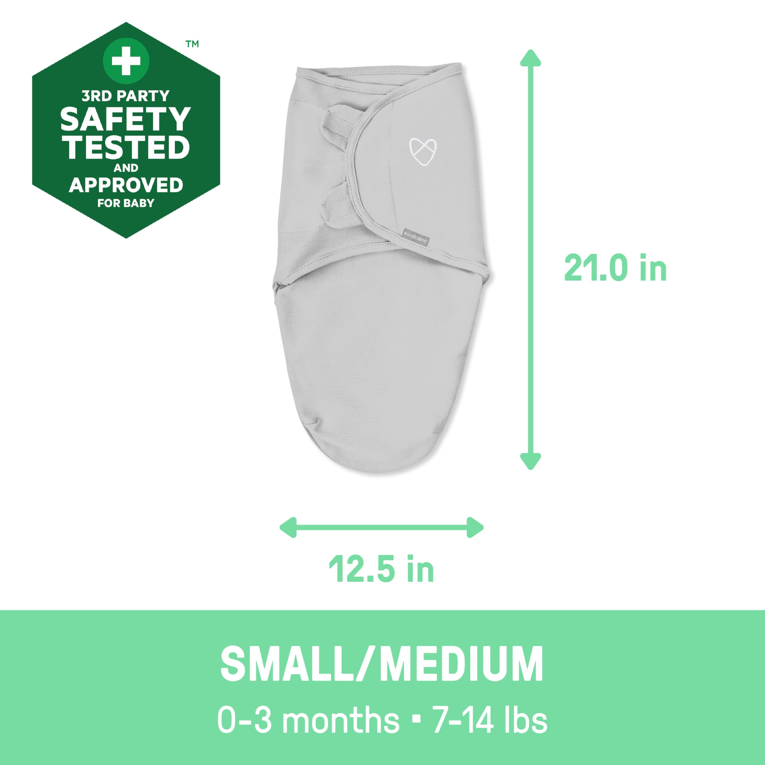 SwaddleMe by Ingenuity Original Swaddle, 100% Cotton, Improves Sleep & Calms Startle Reflex, 0-3 Months, 3-Pack - Xoxo