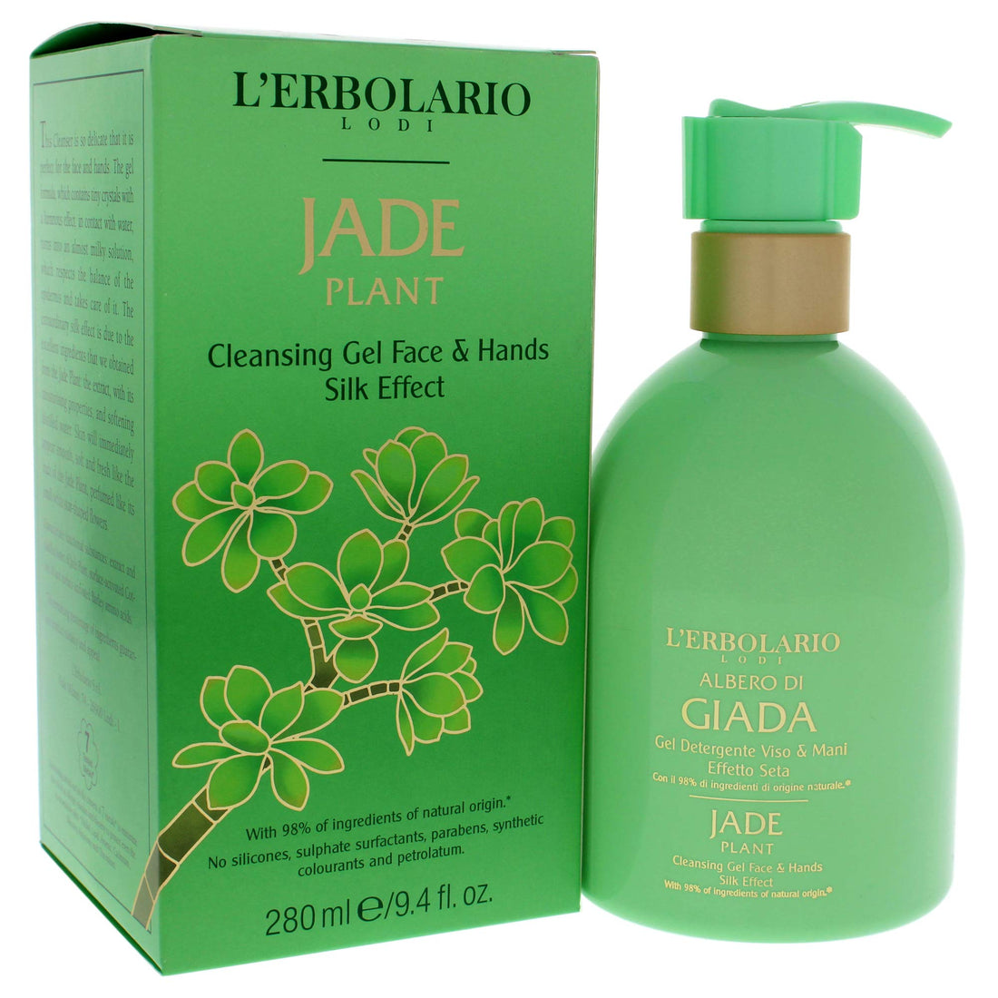L'Erbolario Jade Plant Face And Hands Cleansing Gel - Floral And Citrus Fragrance - Moisturizing And Softening Properties - Silky Effect - Leaves Your Skin Revitalized And Clean - 9.4 Oz Body Wash