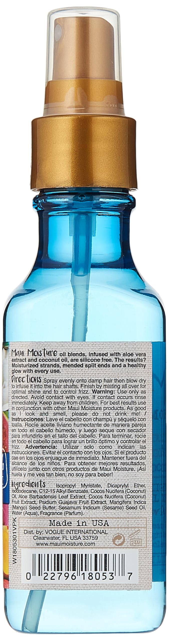 Maui Moisture Oil Mist Coconut Milk 4.2 Ounce (Nourish/Moisture) (125ml) (2 Pack)