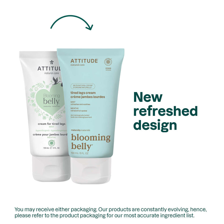 ATTITUDE Pregnancy Tired Legs Cream, EWG Verified, Dermatologically Tested, Plant and Mineral-Based, Vegan Maternity Products, Soothing and Refreshing Mint, 5 Fl Oz
