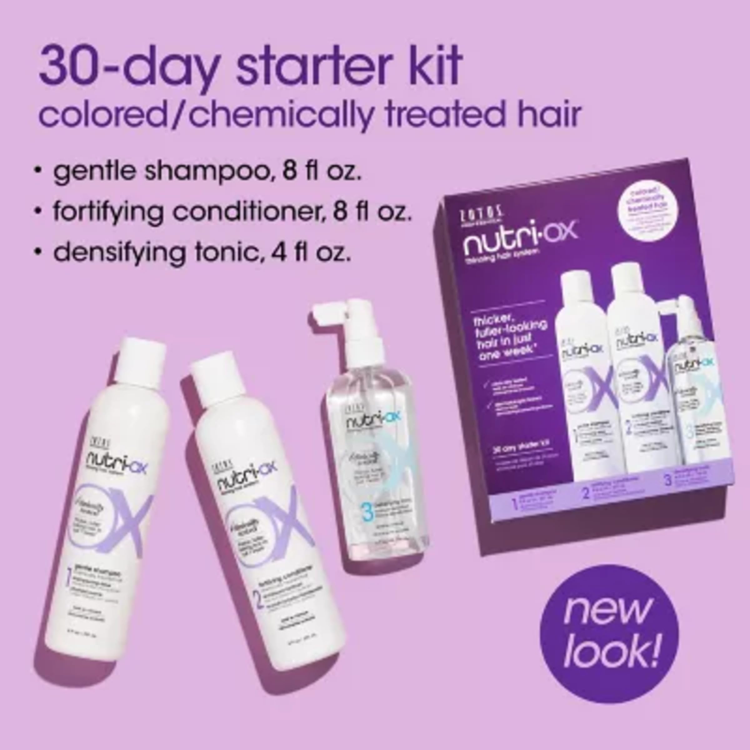 NUTRI-OX Starter Kit for Color-Treated Thinning Hair | Thicker, Fuller-Looking Hair | Peppermint | Clinically & Dermatologically Tested | 30 Day Supply