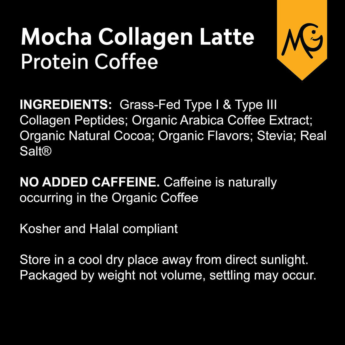 MariGold High Protein Collagen Coffee - Mocha Collagen Latte, Dairy Free, 20g Grass-Fed Type I & III Collagen Peptides, Energy Boost, 2 Shots Organic Espresso, Non-GMO, 1 Lb Bag, 15 Servings