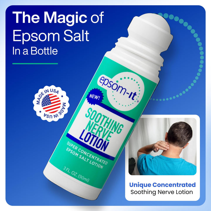 EPSOM-IT Soothing Nerve Lotion - Roll On Epsom Salt Magnesium Lotion, Topical Magnesium Cream with Capsaicin & Arnica for Tired Muscles and Sleep, 3oz