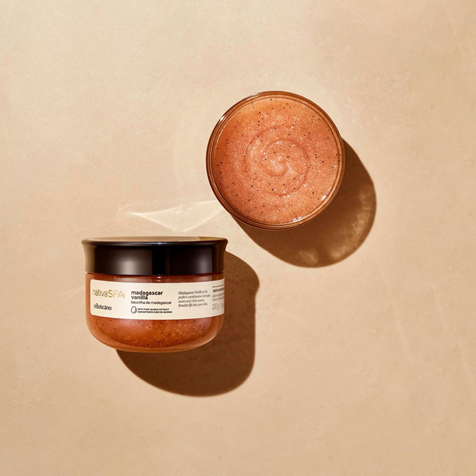 Nativa SPA Madagascar Vanilla Exfoliating Body Scrub, Exfoliating, Hydrating & Anti Aging Sugar Foot & Body Scrub for Women & Men, 7 Ounce