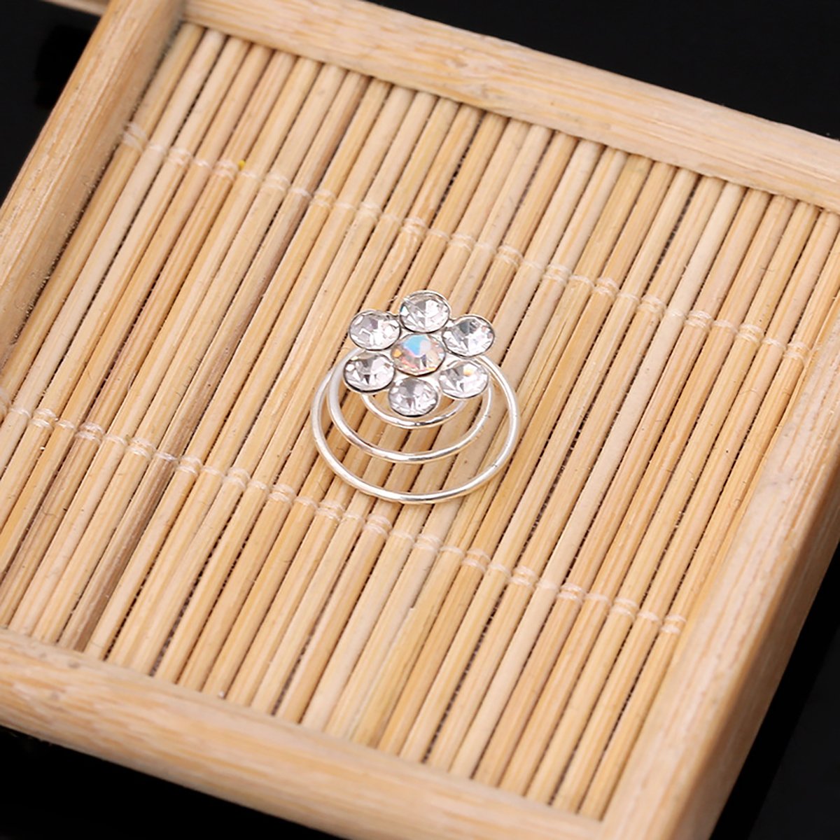 Fodattm C# : 24Pcs Rhinestones Crystal Spirals Hair Pin Clip Imitation Pearl Spin Pin Swirl Hair Twists Coils Hairpin Bun Stick Pick (C#)