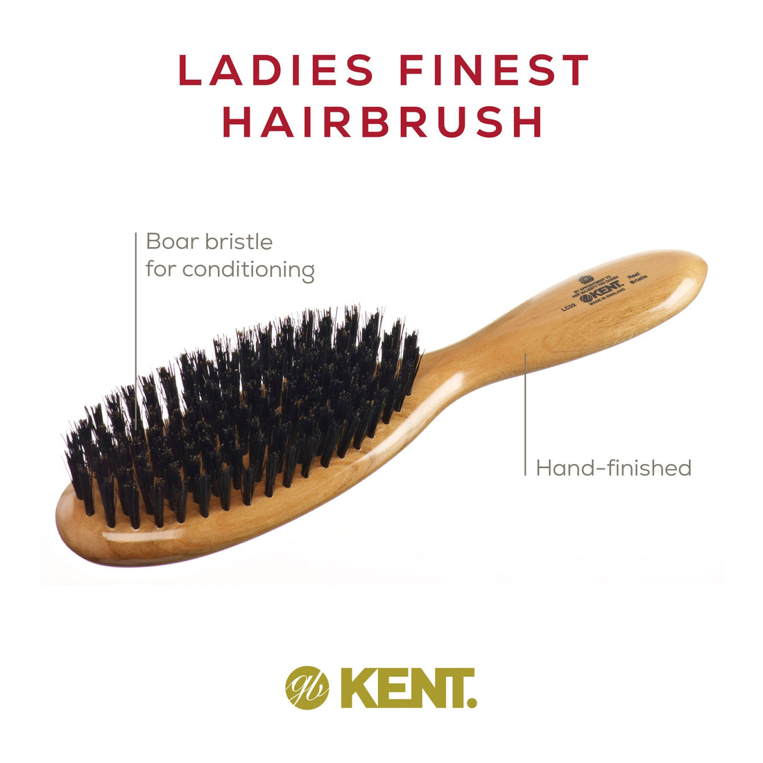 Kent Brushes Oval Cherry Wood Hairbrush, LC22, 6 Ounce