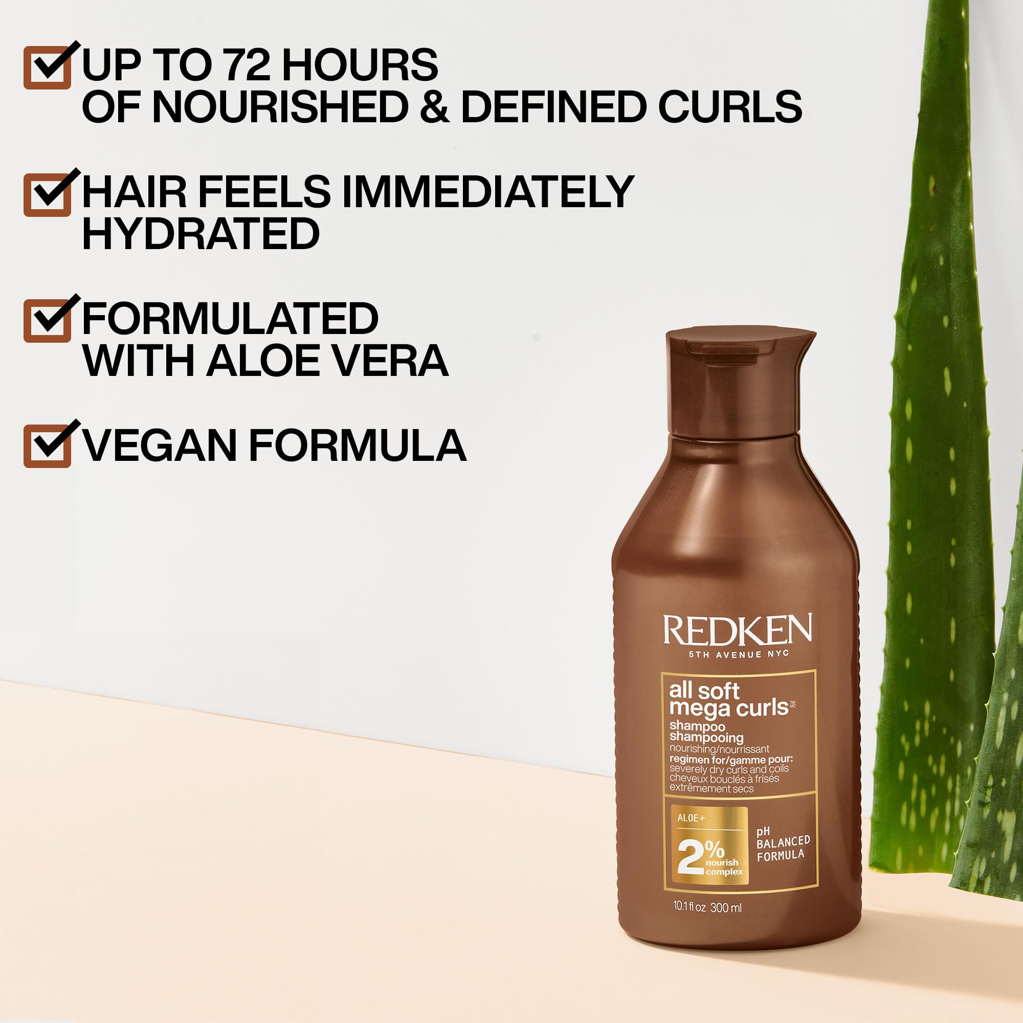 Redken All Soft Mega Curls Shampoo | For Extremely Dry Hair | Sulfate Free Shampoo | For Curly & Coily Hair | Nourishes & Softens Severely Dry Hair | With Aloe Vera