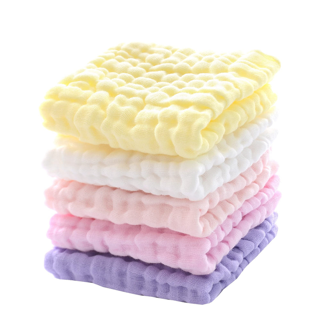 Baby Washcloths - Natural Cotton Baby Wipes - Soft Newborn Face Towel and Washcloth for Sensitive Skin- Baby Registry as Shower 5 Pack 12x12 inches by MUKIN