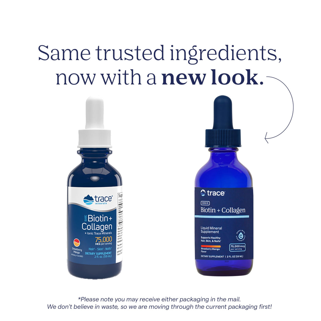 Trace Minerals Ionic Biotin Plus Collagen - High-Potency Supplement Supports Healthy Hair Growth & Skin - Biotin & Collagen Supplement Aids Healthy & Strong Joints - Strawberry Mango, 2 fl oz