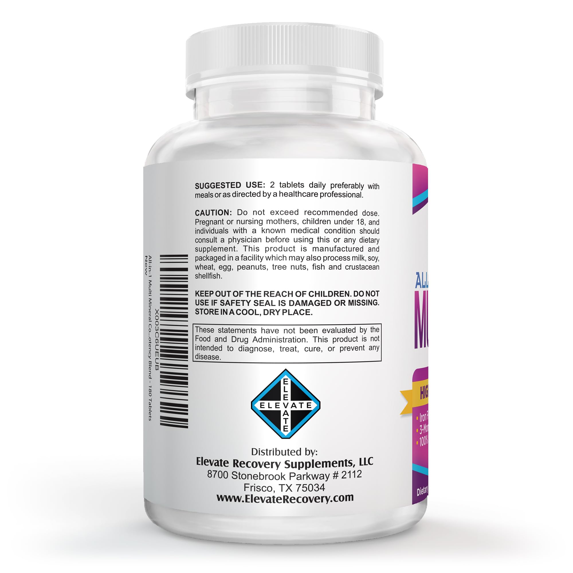 3-Month Multimineral Supplement Iron Free (All-in-1 Formula) Multi Mineral Complex with Trace Minerals - Natural Mineral Supplements - High Potency Multiminerals | 90-Day Supply | 180 Tablets