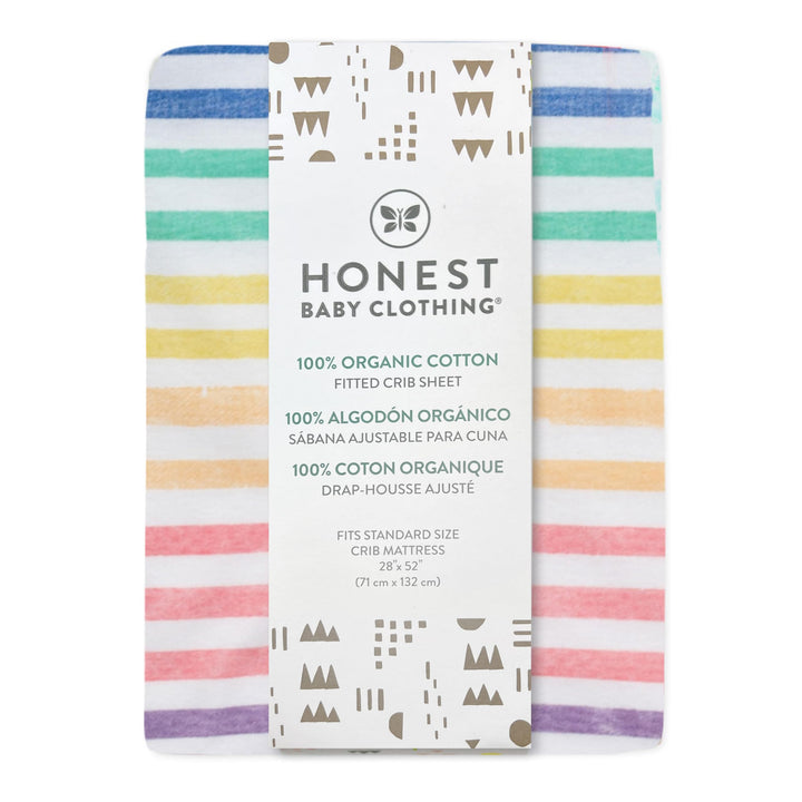 HonestBaby unisex-baby Fitted Crib Sheets Set Standard Mattress, 100% Organic Cotton Baby Boys, Girls, Neutral, 1 Pack - Watercolor World, One Size