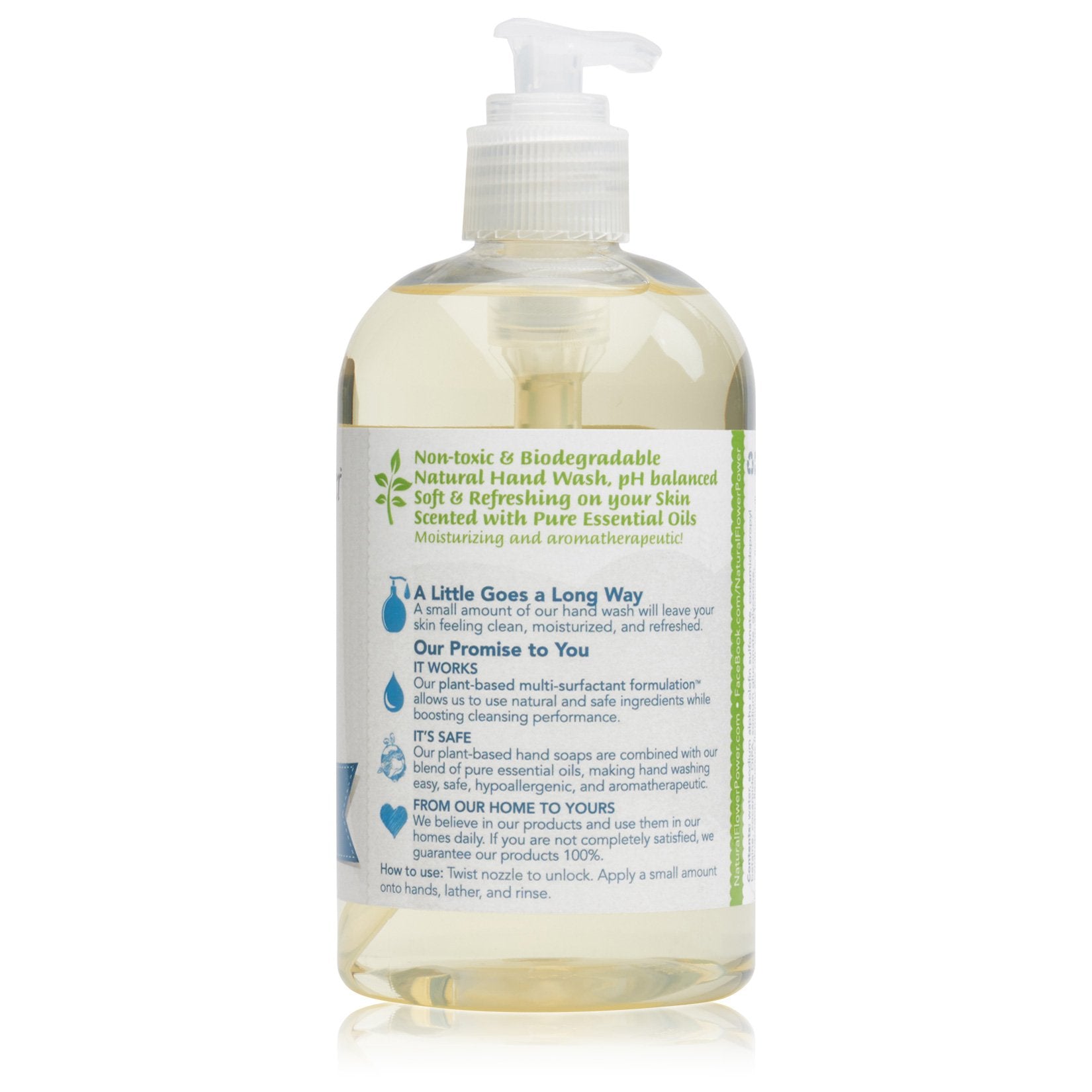 Natural Flower Power - Natural Liquid Hand Soap, Lemongrass, pH Balanced, Scented with Pure Essential Oils, Soft and Moisturizing, Sulfate Free - 12 Ounce (Pack of 3)