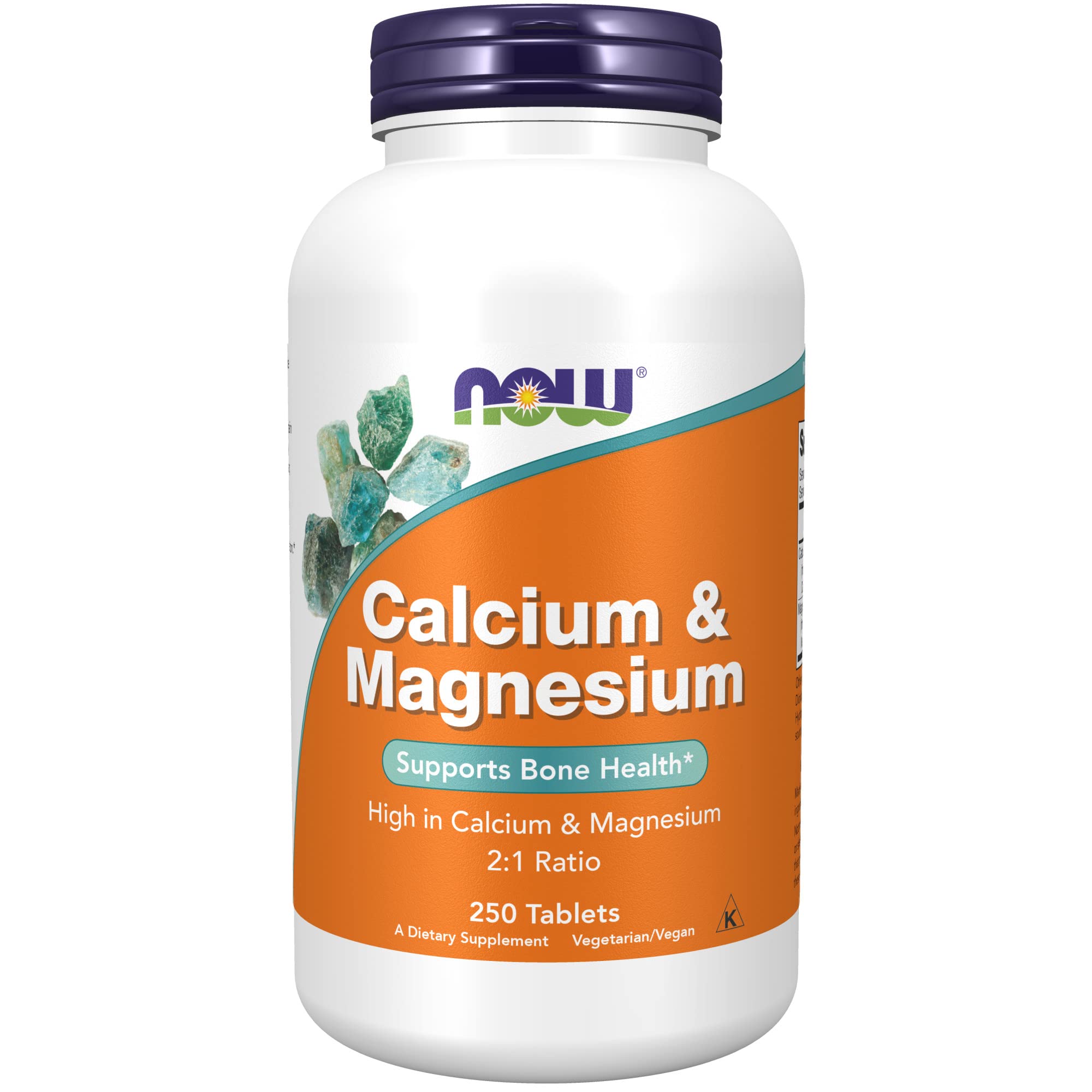 NOW Foods Supplements, Calcium & Magnesium 2:1 Ratio, High Potency, Supports Bone Health*, 250 Tablets