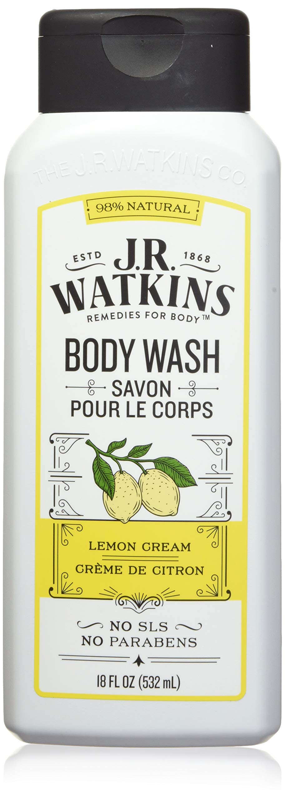 J.R.Watkins Daily Moisturizing Lemon Cream Body Wash, 18Oz. Per Bottle