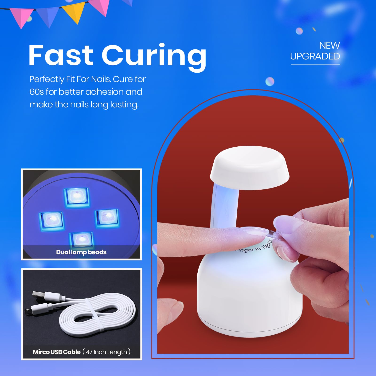 Beetles Mini Uv Light for Gel Nails Flash Curing Innovative with Smart Sensor for Easy and Fast Extension System, Portable Manicure Uv Led Light for Gel Nail Polish Diy