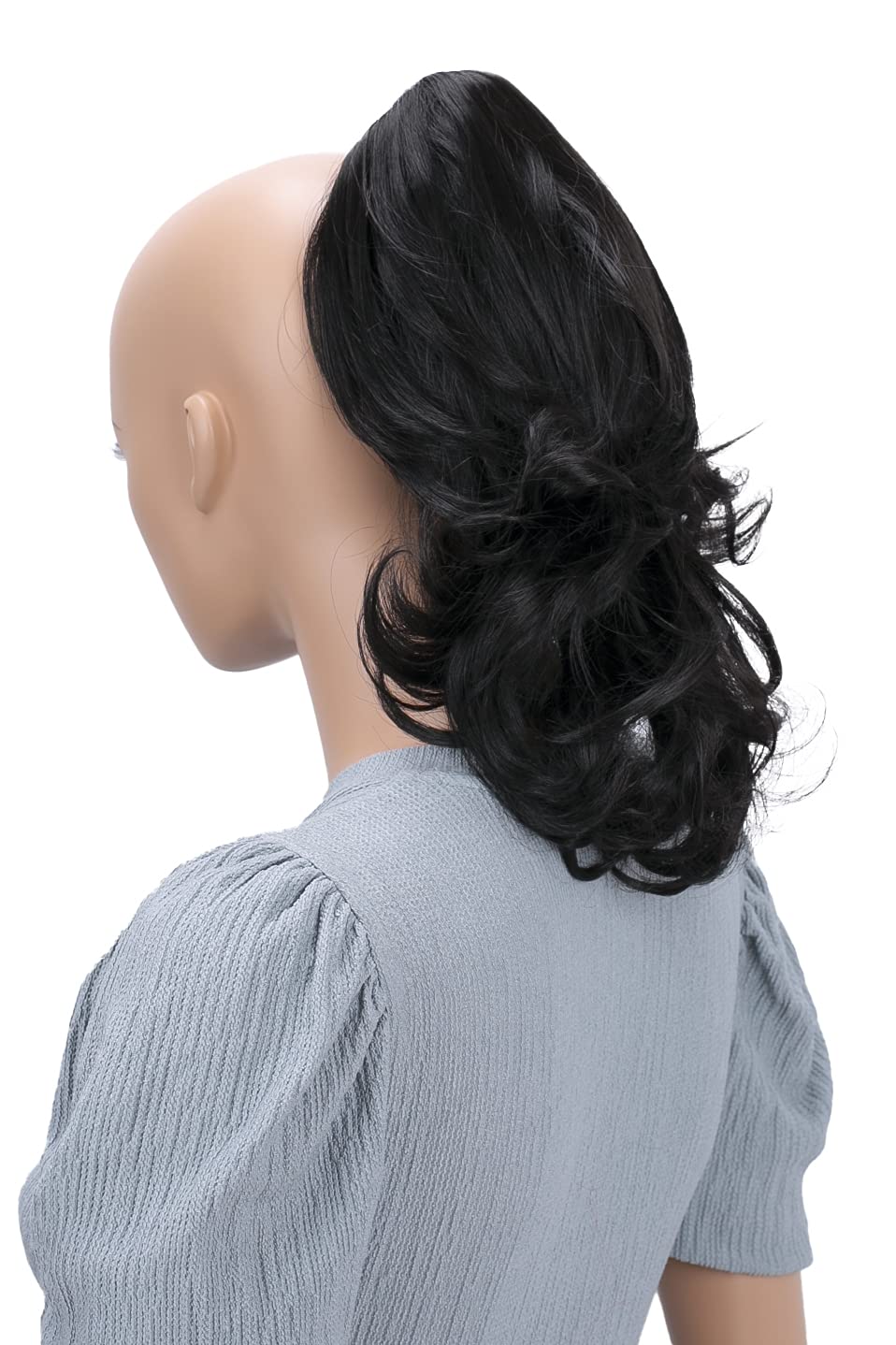 PRETTYSHOP 14 Hair Piece Pony Tail Clip On Extension Voluminous Wavy Heat-Resisting Natural black # 2 H130