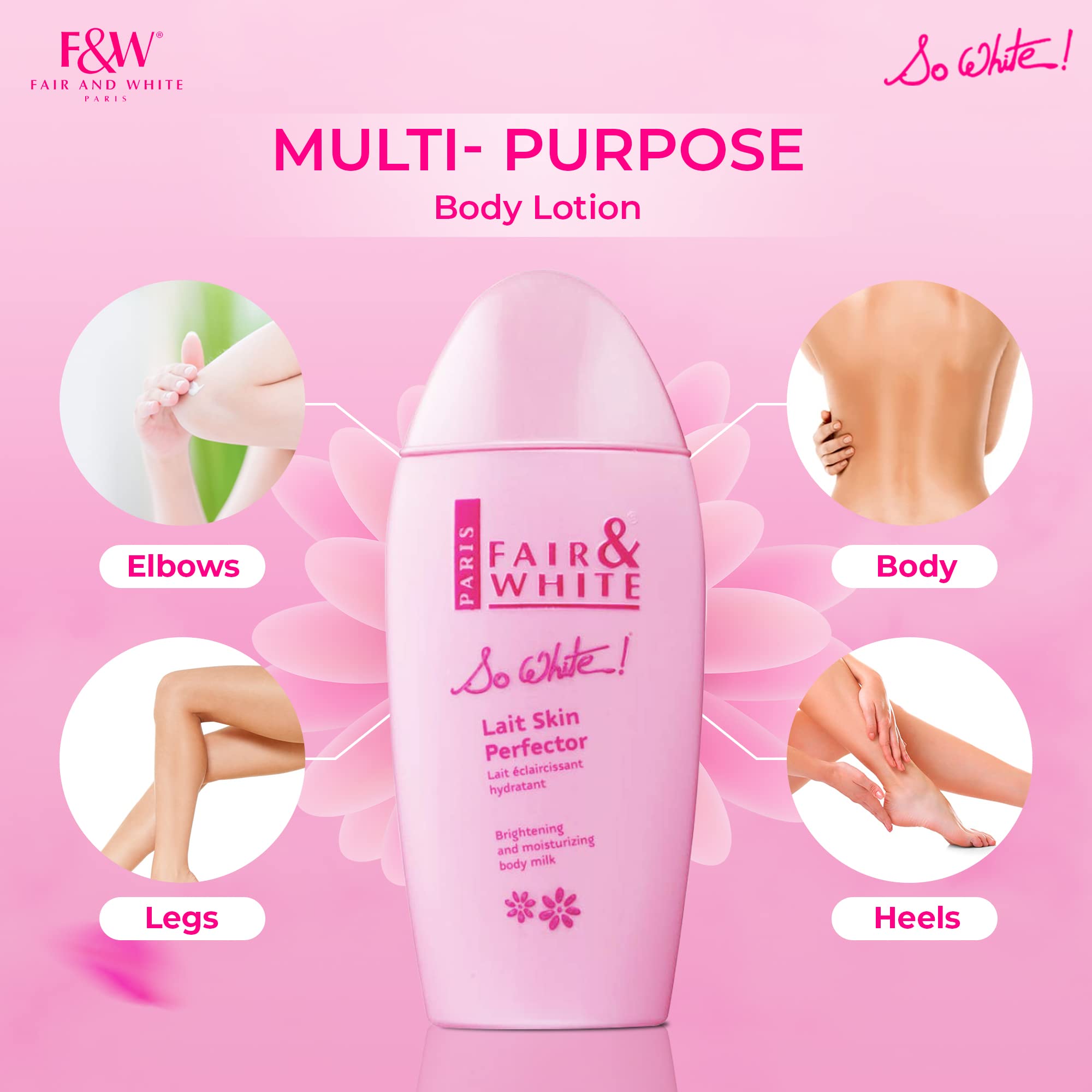 FAIR & WHITE SO WHITE LAIT SKIN PERFECTOR BRIGHTENING & MOISTURIZING BODY MILK WITH WHITE UP 500ml by Fair & White