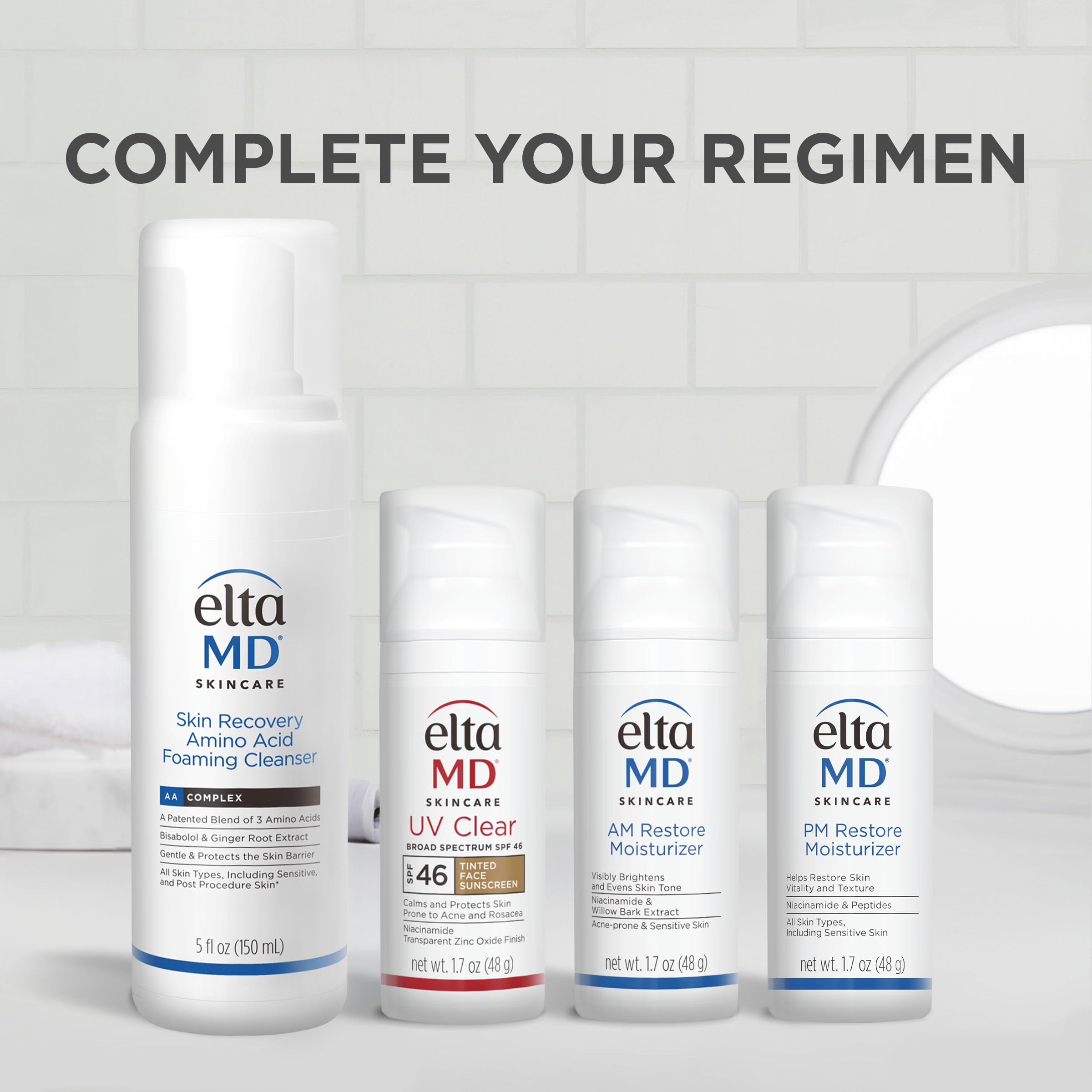 EltaMD AM Restore Face Moisturizer, Light Moisturizer Face Cream, Made with Niacinamide and Hyaluronic Acid, 1.7 oz Pump