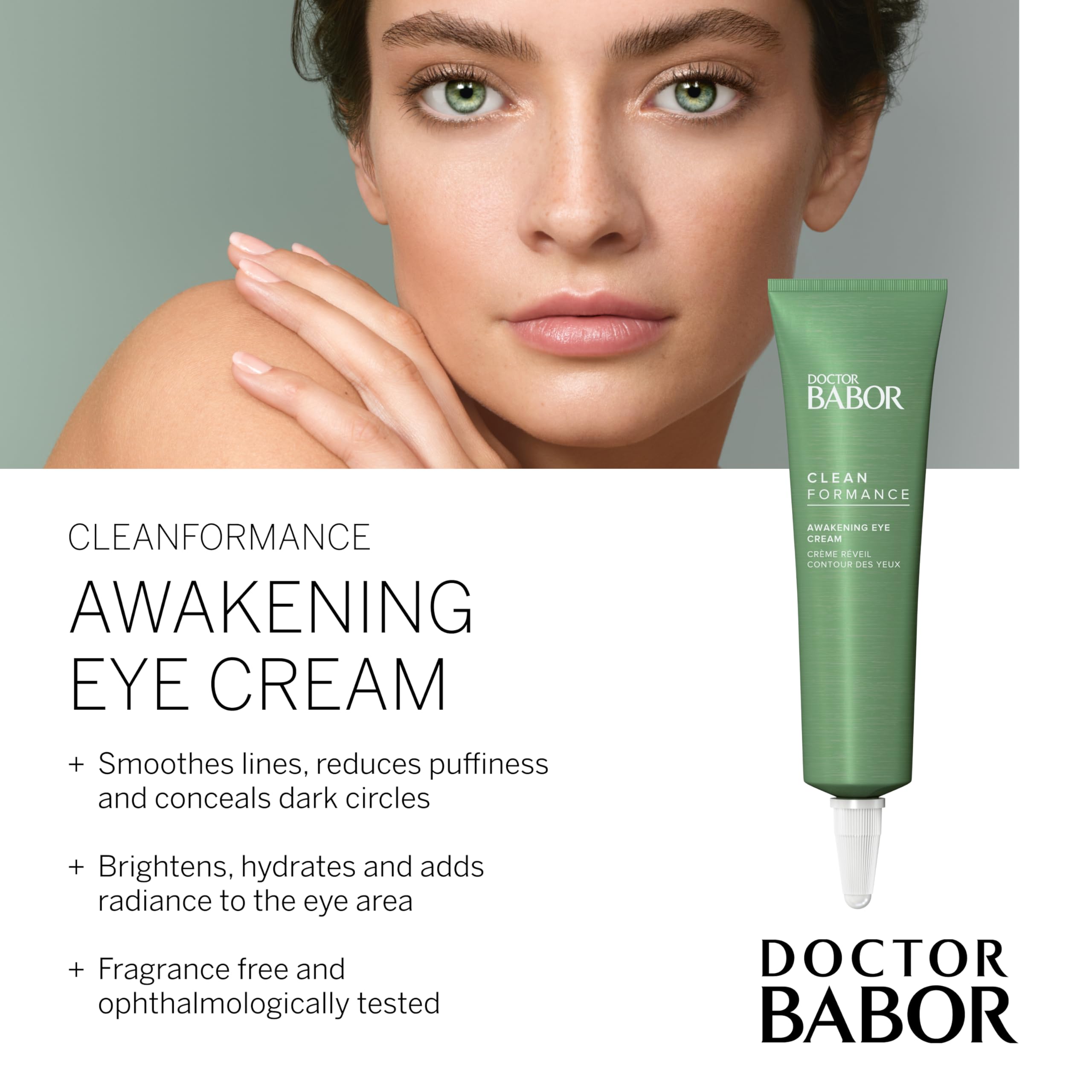 BABOR CLEANFORMANCE AWAKENING EYE CREAM, Luminating Probiotic Eye Treatment, with Hyaluronic Acid for Dark Circles, Puffy Eyes, and Bags, Clean Beauty, Vegan