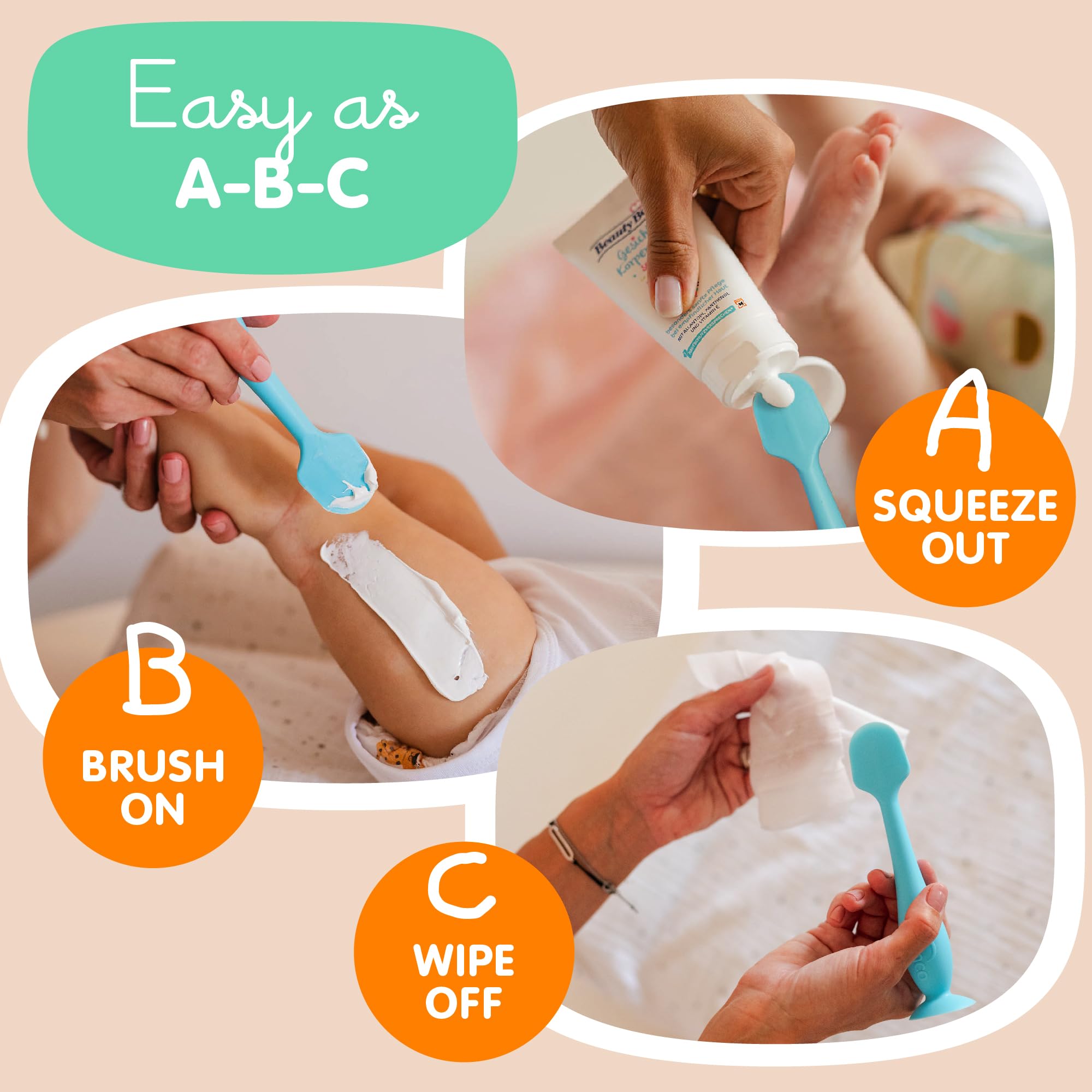 Bumco Baby Bum Brush + Mini Diaper Cream Spatula with Case - BPA-Free Butt Spatula Baby, Soft Diaper Spatula, Baby Diaper Cream Applicator, Mom-Invented Diaper Bag Essentials, Butt Spatula