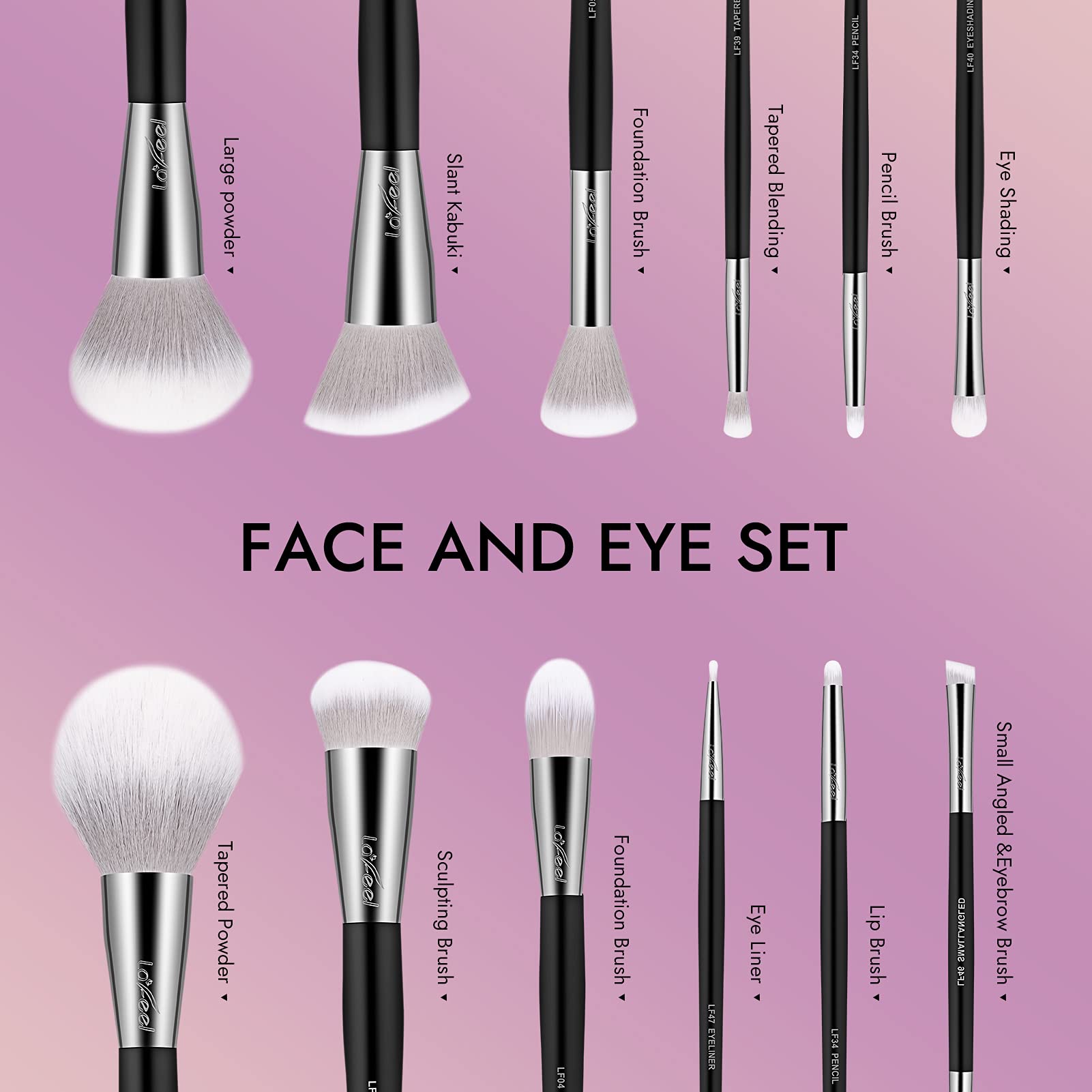 Makeup Brushes Set, 12 pcs Brush Set with Makeup Brush Bag, Travel Eye Makeup Brushes set professional, Enther & LaFeel Cosmetics Foundation Concealers Powder Blush Blending Face Eye Shadows Brush