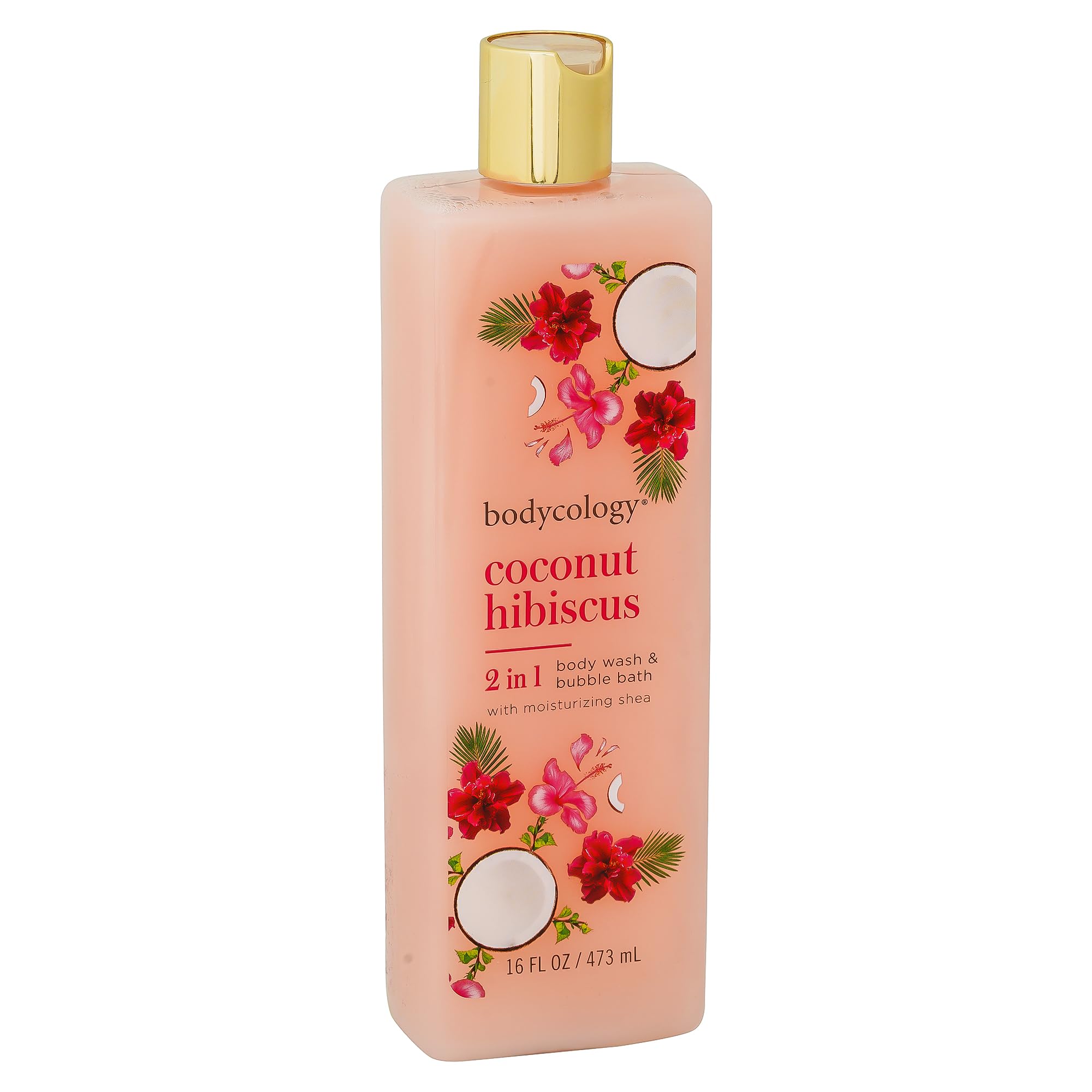 Bodycology Coconut Hibiscus 2 in 1 Body Wash & Bubble Bath | Gentle Cleansing, Nourishes the Skin, Long-Lasting Fragrance | Paraben & Phthalete Free, Cruelty Free - 473 ml (Pack of 1)