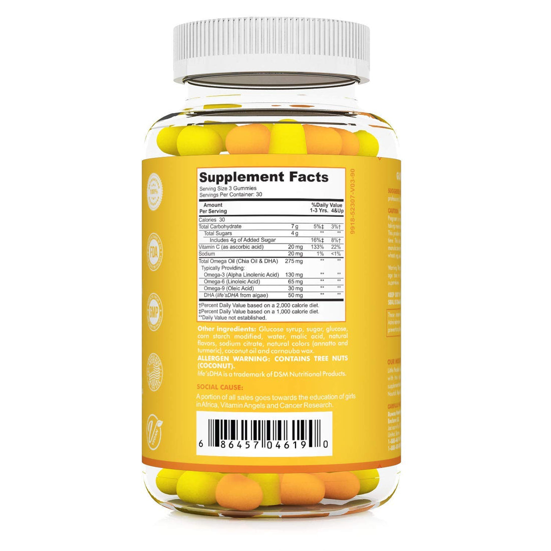 RUWAA NUTRITION Omega 3, DHA, Plant-Based 3 6 9 + Vitamin C: Immune Support, Heart, Brain, Eye & Joint Supplement, Vegetarian, Gluten Free, Non-GMO, 90 Gummies (1)