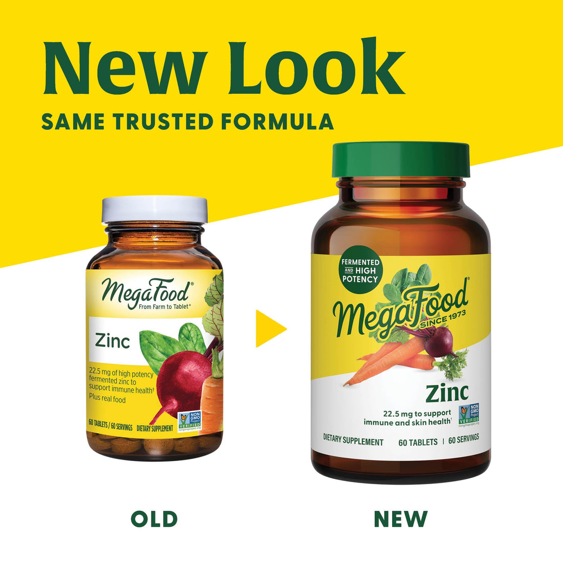 MegaFood Zinc Supplements - Vegan Immune Support Supplement with 22.5 mg High Potency Fermented Zinc - Made with Real Food - Gluten-Free, Kosher - 120 Tablets, 120 Servings