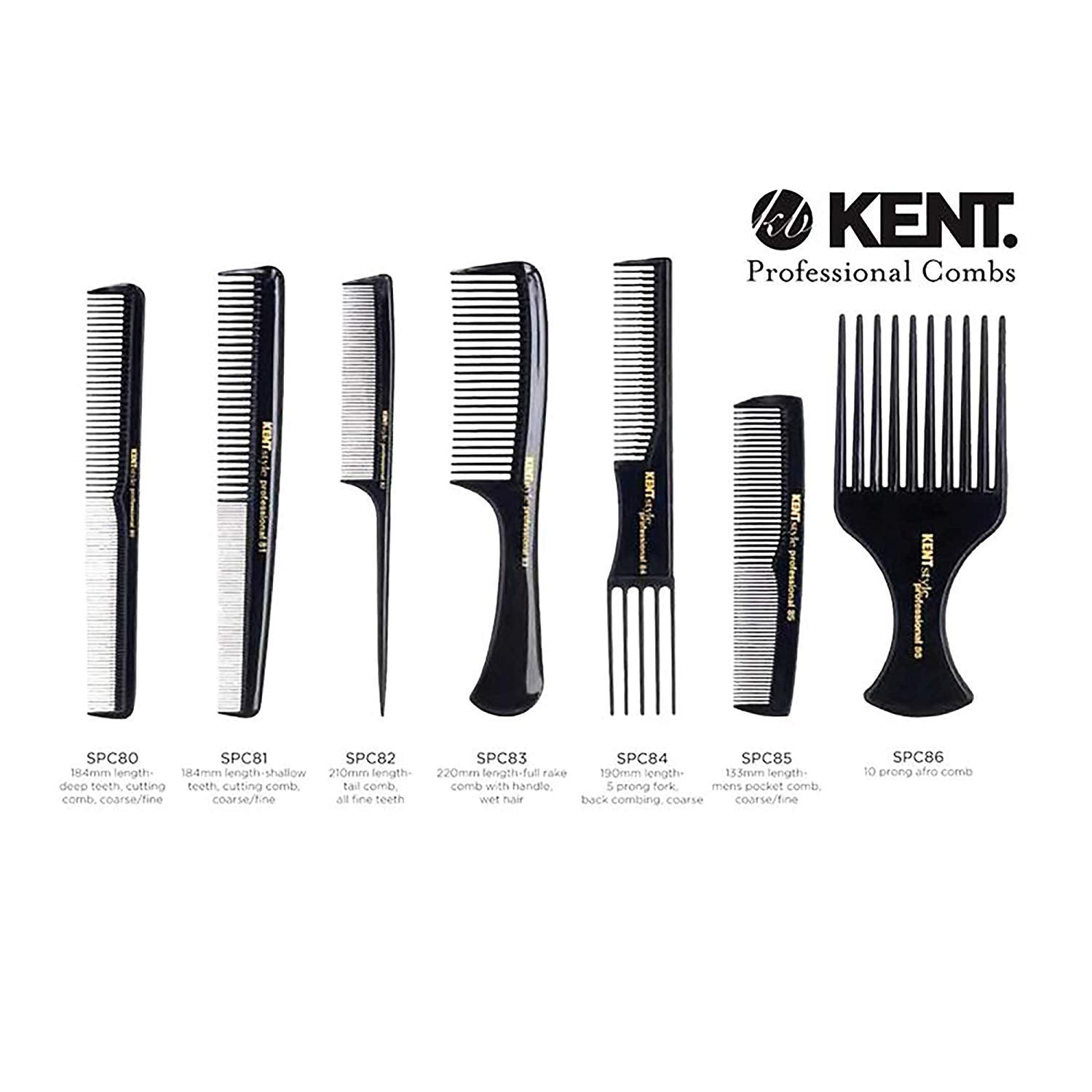 Kent Prong Afro Detangling Comb, Black