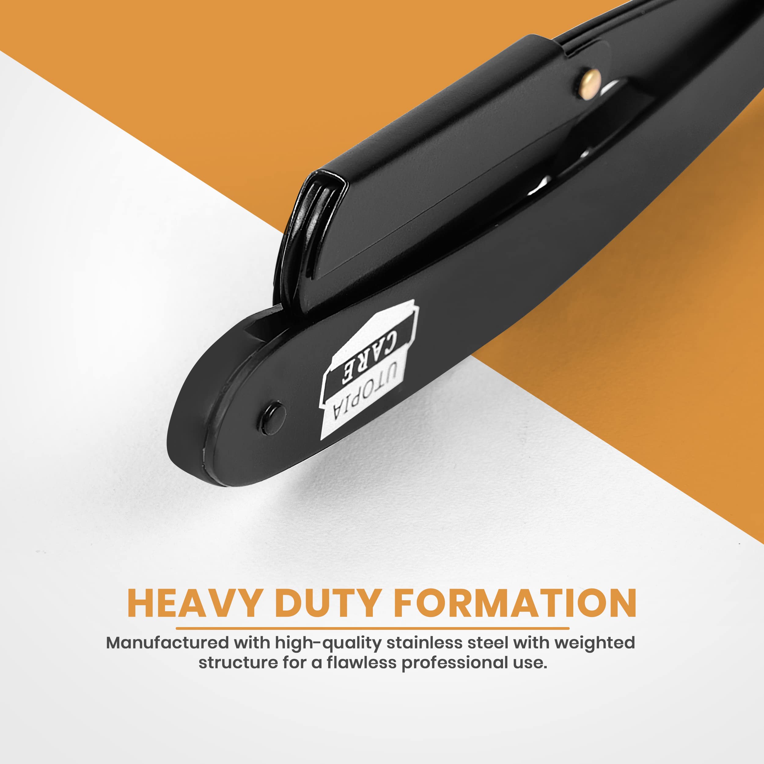 Professional Barber Straight Edge Razor Safety with 100 Derby Blades - 100 Percent Stainless Steel - by Utopia Care