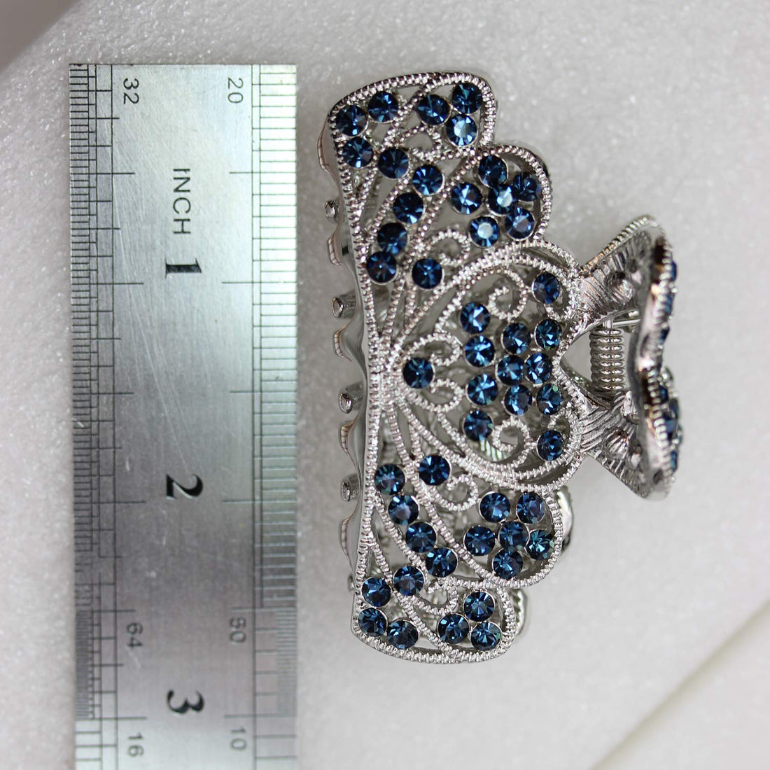 Faship Faship Navy Blue Rhinestone Crystal Floral Hair Claw