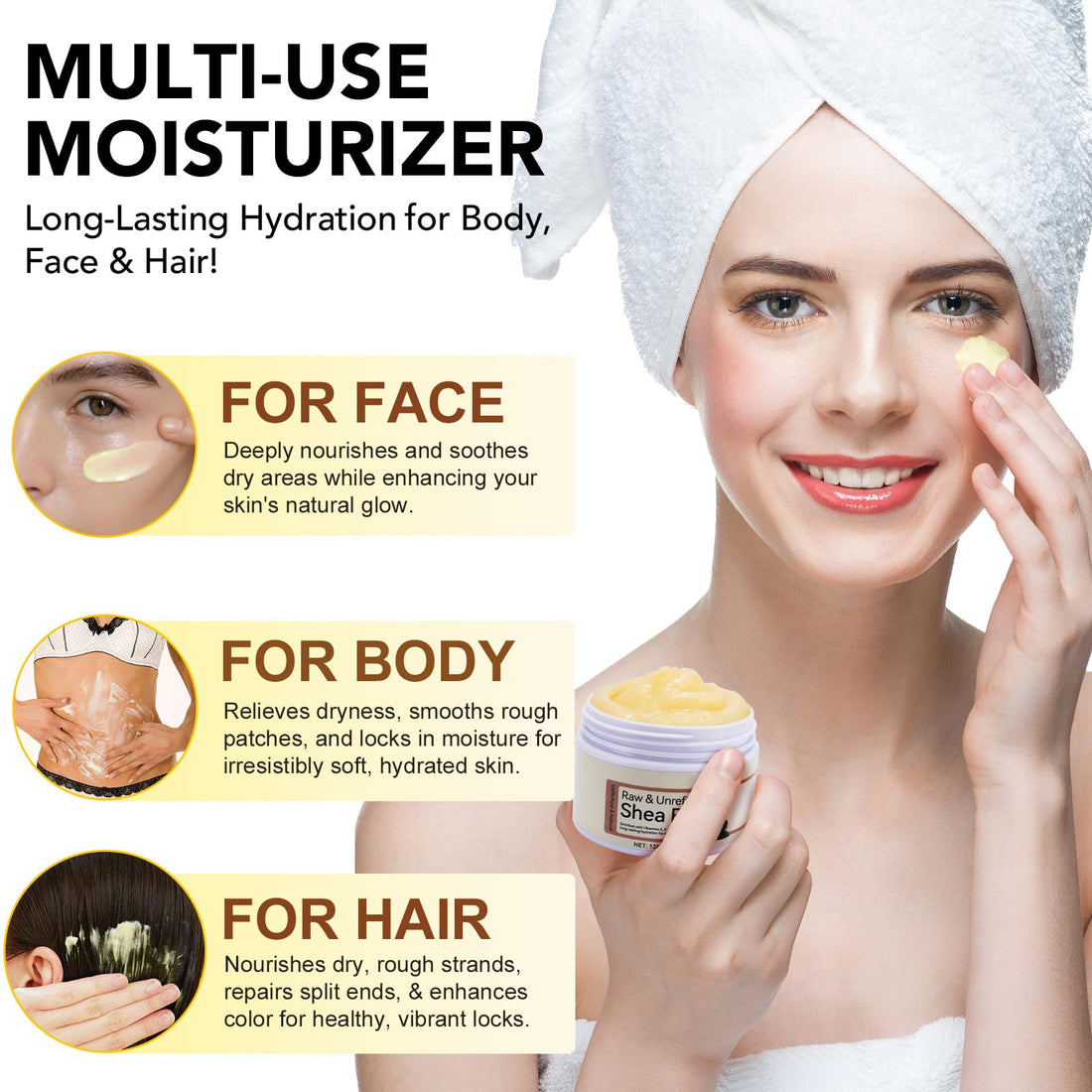 Shea Butter Body Lotion, Scented Organic Shea Butter Moisturiser, 120g Luxurious Hydration and Moisturizing, Natural Antioxidant Ingredient, For All Skin Types Face Shape Hai