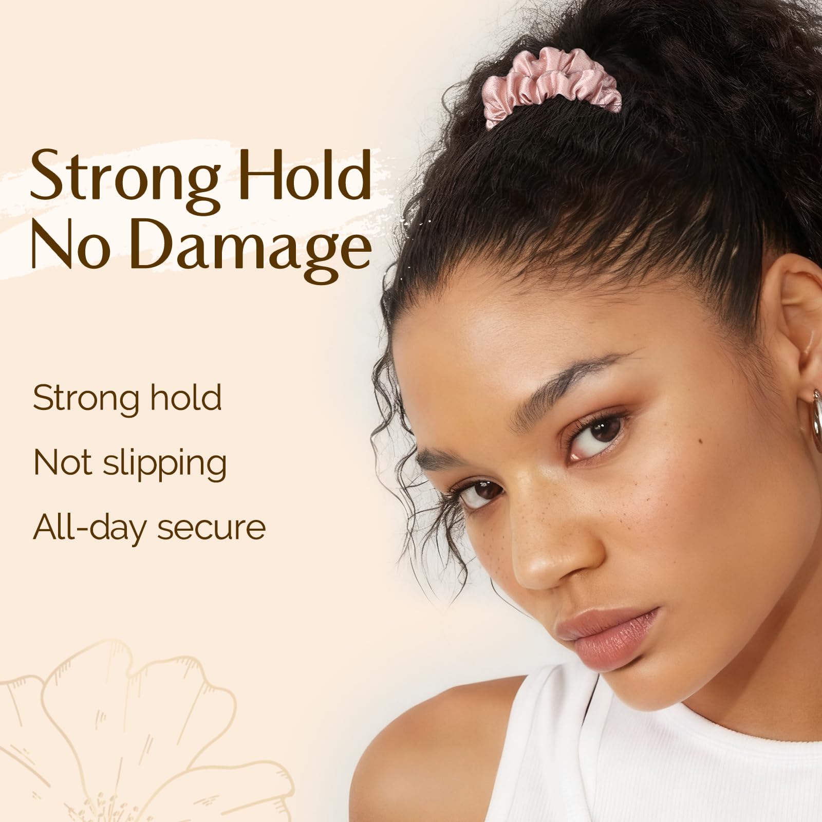 Yanibest 6 pcs 100% Pure Mulberry Silk Scrunchies Non Slip Scrunchies No Damage Silk Hair Ties for Women and Girls, Black Champagne Pink