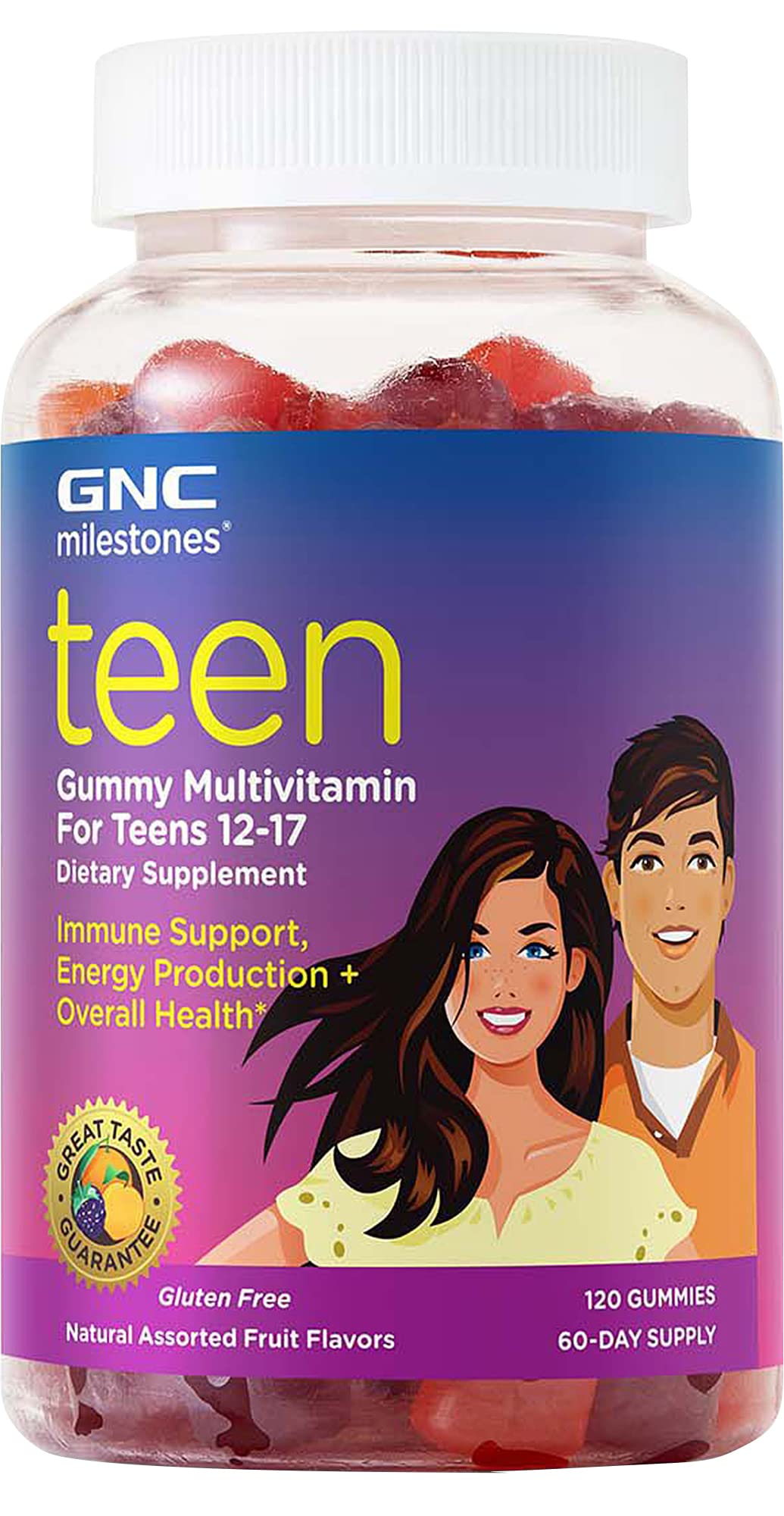 GNC milestones Teen Multivitamin - Natural Fruit Flavors - 120 Gummies (60 Servings)