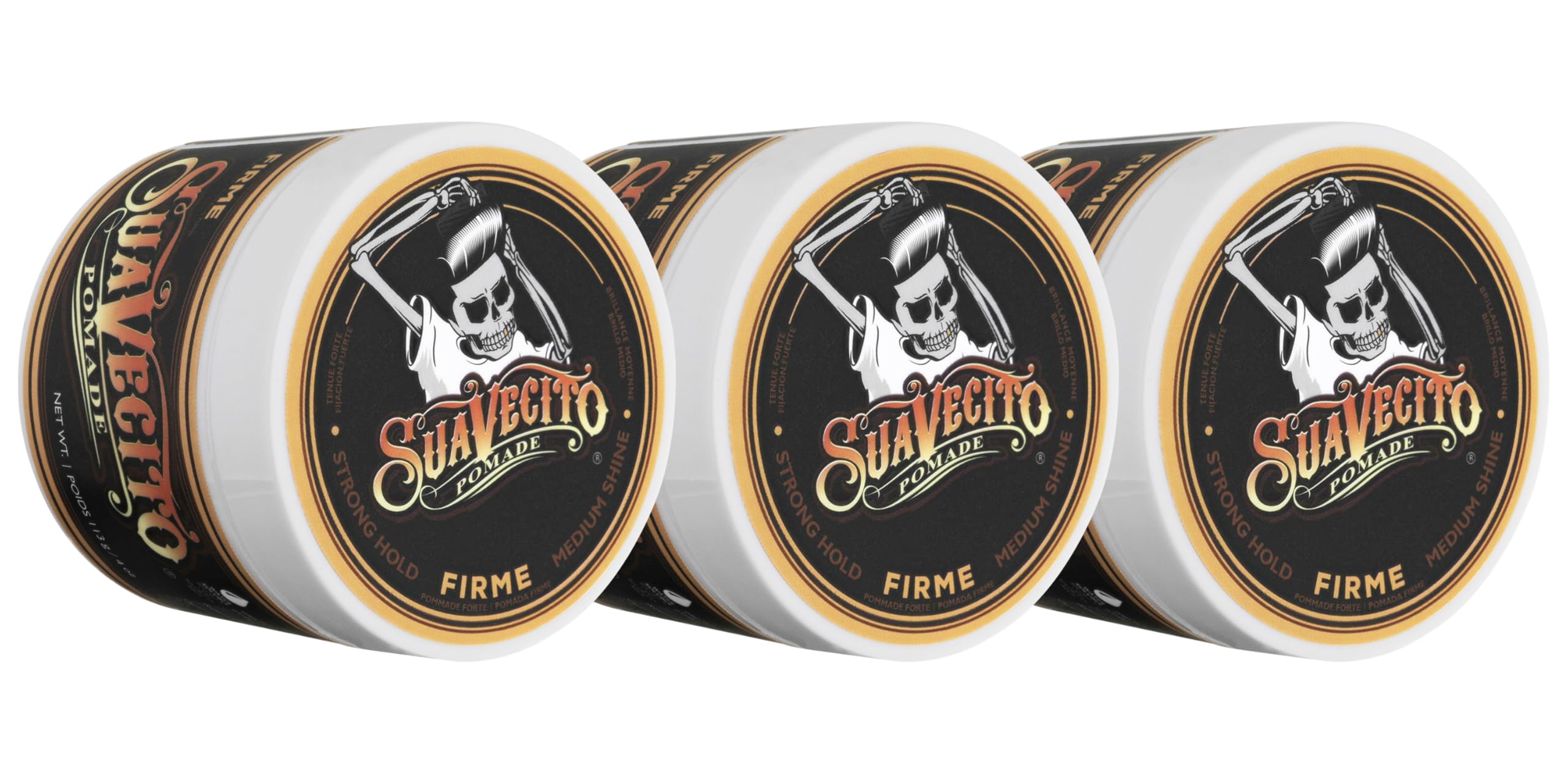 Suavecito Pomade Firme/Strong Hold 4 oz. (pack of 3)