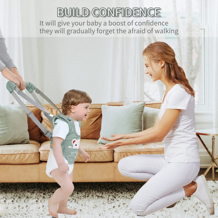 Huifen Baby Walking Harness, Handheld Kids Walker Helper with Detachable Crotch Adjustable Walker Harness Assistant Belt Baby Learning Walk Toddler Infant Walker 9-24 Months (Green)