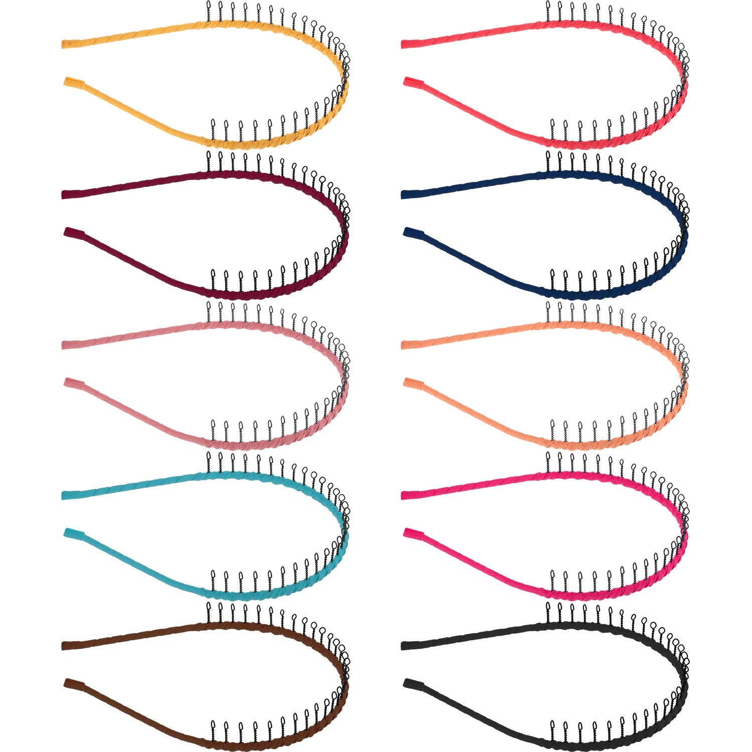 Zhanmai 10 Pieces Unisex Metal Teeth Comb Hair Hoop Hairband Headband Hair Accessories, Multicolor