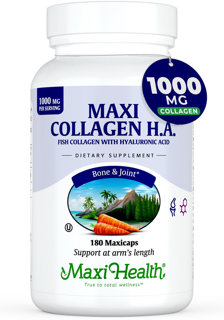 Collagen with Hyaluronic Acid Capsules - 1.5X More Efficient Absorption - Kosher Type I Hydrolyzed Marine Collagen Capsules Hyaluronic Acid Supplements for Hair, Skin, Nails, Joint & Bone Health, 180