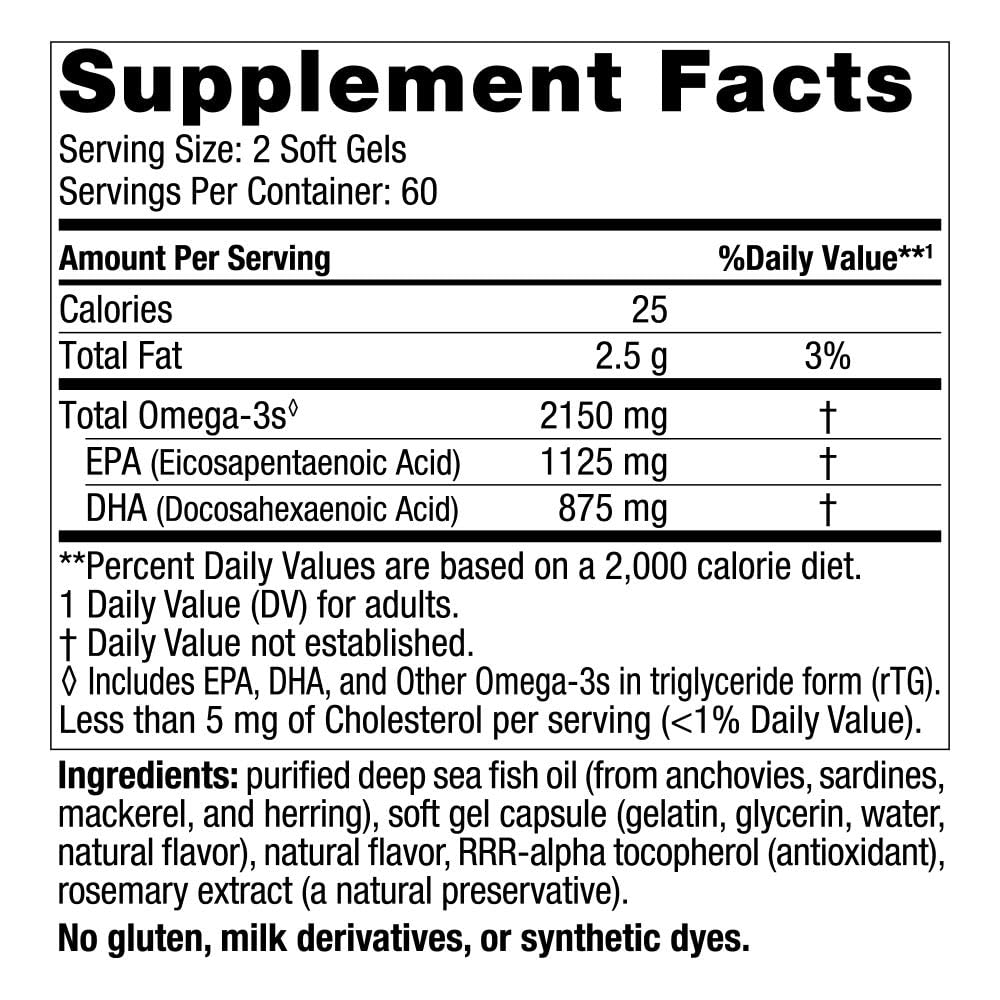 Nordic Naturals Ultimate Omega 2X, Lemon Flavor - 120 Soft Gels - 2150 mg Omega-3 - High-Potency Omega-3 Fish Oil with EPA & DHA - Promotes Brain & Heart Health - Non-GMO - 60 Servings