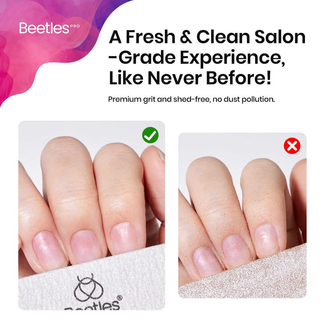 Beetles Nail File Nail Buffer, 3 Pcs Nail Files and Buffers for Acrylic and Natural Nails, 100/180/240 Grit Finger Nail Files & Buffers for Gel Nails Polish Home Salon Manicure Gift for Women