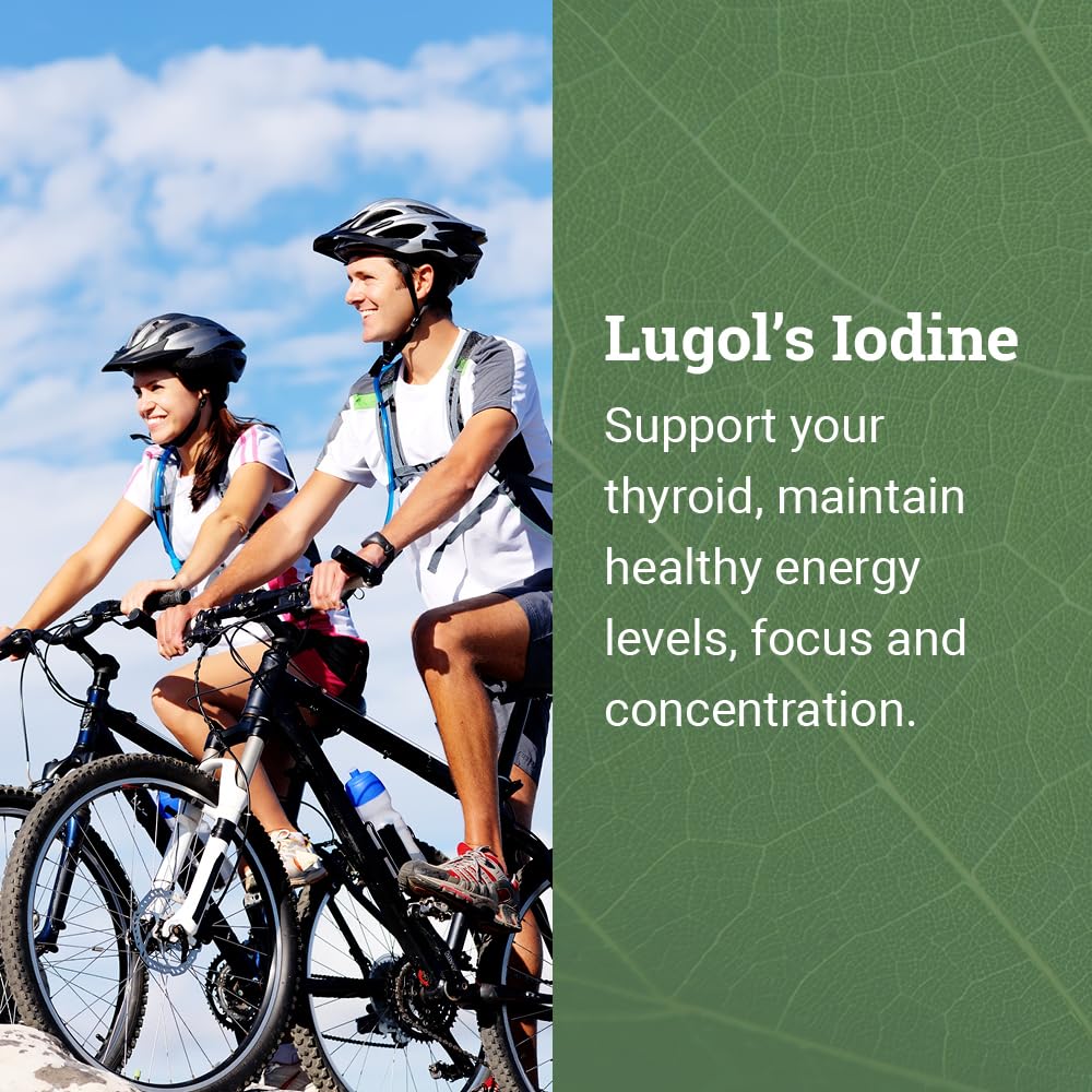 Organic Lugol's Iodine, Iodine and Potassium Iodide 2% Solution 3000 mcg - Liquid Supplement Drops for Thyroid Support for Women & Men, Metabolism Health, Detox Boost - Non-GMO, 395 Servings (2 Oz)
