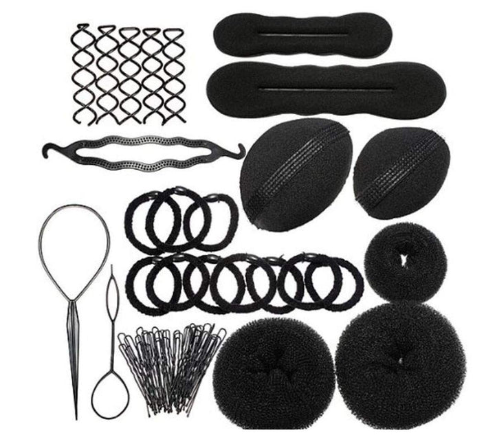 TUPWEL-1 1Set Hair Tie Donut Ring Ropes Hairpins Pin Barrette Rubber Band Bun Insert Bump Up Maker Clip Comb Braid Ponytail Holder Twist Hairband Chignon Pads Diy Hair Style Styling Braidin