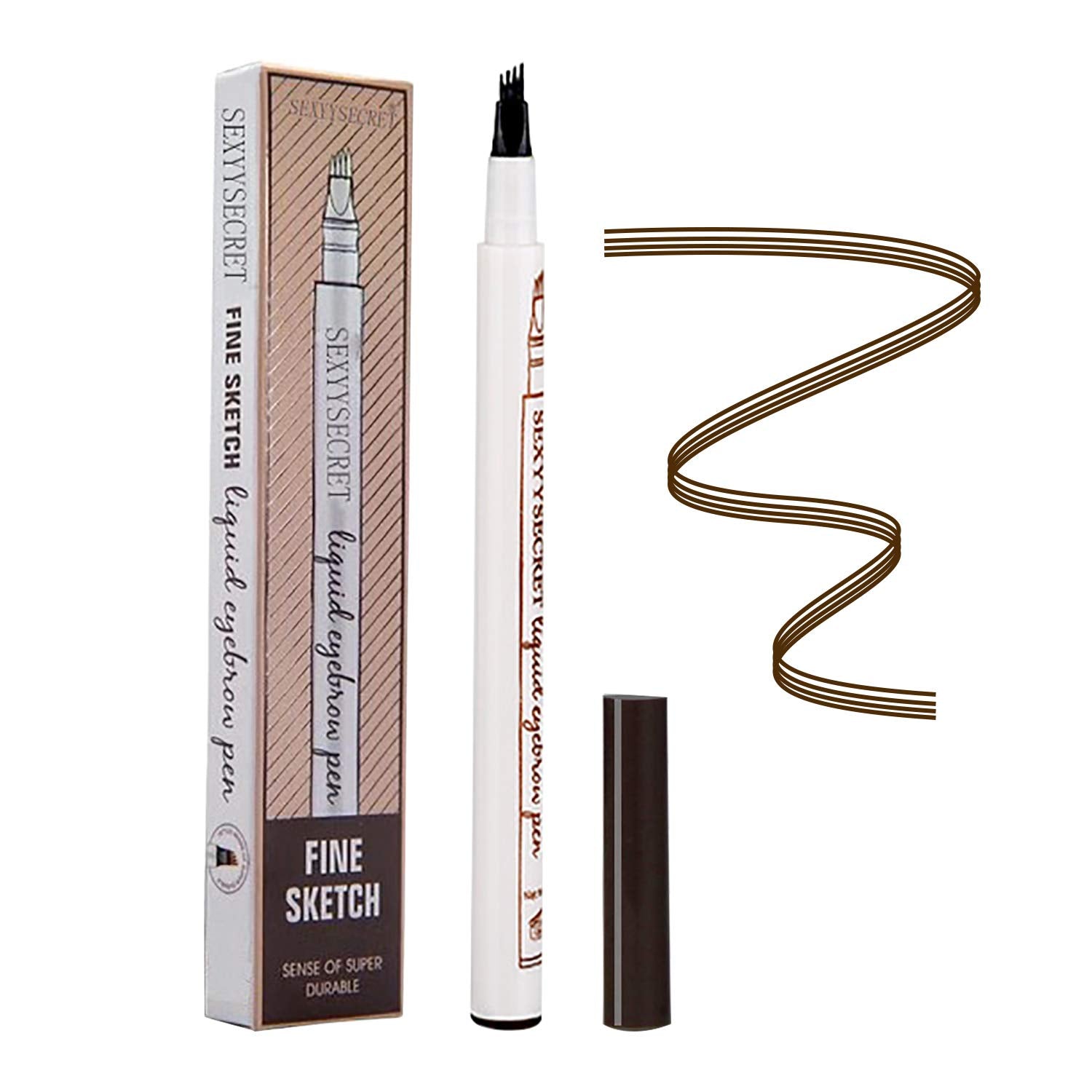 Eyebrow Tattoo Pen, Microblading Eyebrow Pencil, with a Micro-Fork Tip Applicator, Create Natural Looking Eyebrows, Easy to Use and Stays All Day (Chestnut)