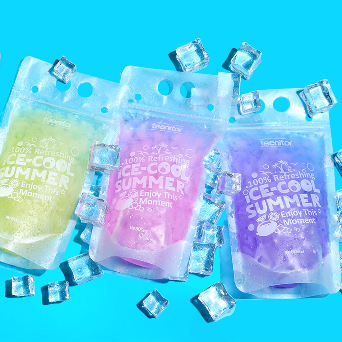 Teenitor 100Pcs Drink Pouches, Drink Pouches for Adults Alcohol, Drink Pouches with Straw Juice Pouches 100Pcs Straws, Liquor Bags Drink Bags For Smoothies Juices Stand Up Liquid Pouches 16oz