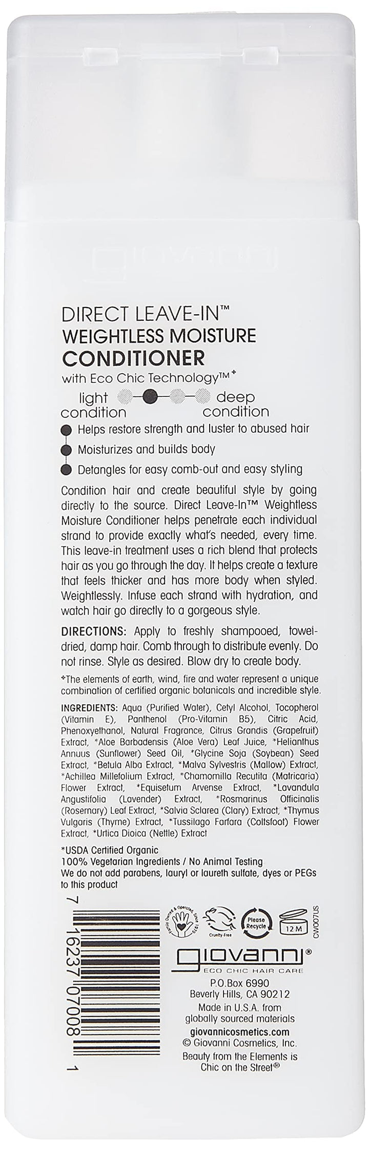 Giovanni Hair Care Direct Leave In Conditioner, 250ml