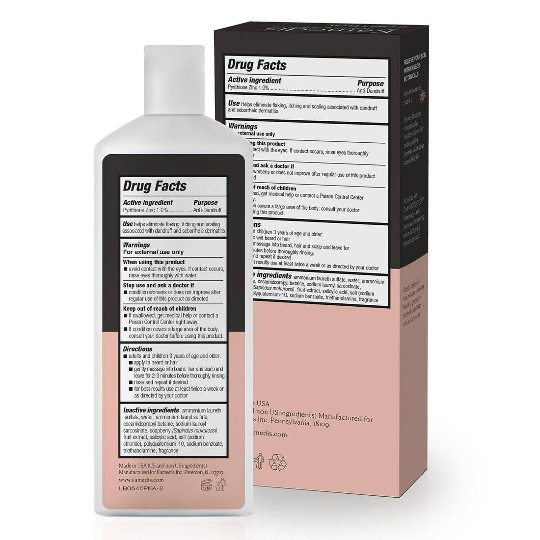 KAMEDIS Beard Wash - 6.7 Oz, Dandruff & Flake Free Ultimate Men's Shampoo, Contains Pyrithione Zinc & Salicylic Acid, Alleviates Itching & Irritation