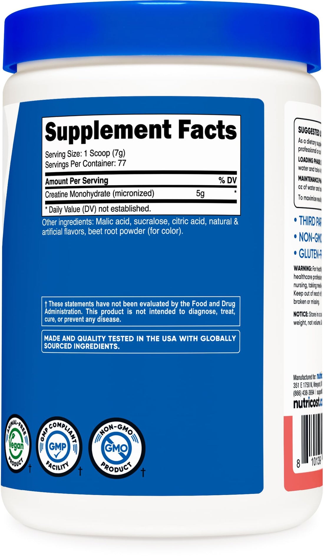 Nutricost Creatine Monohydrate Powder (Watermelon, 500 Gram) - Micronized Creatine Supplement - Vegan, Non-GMO, Gluten Free
